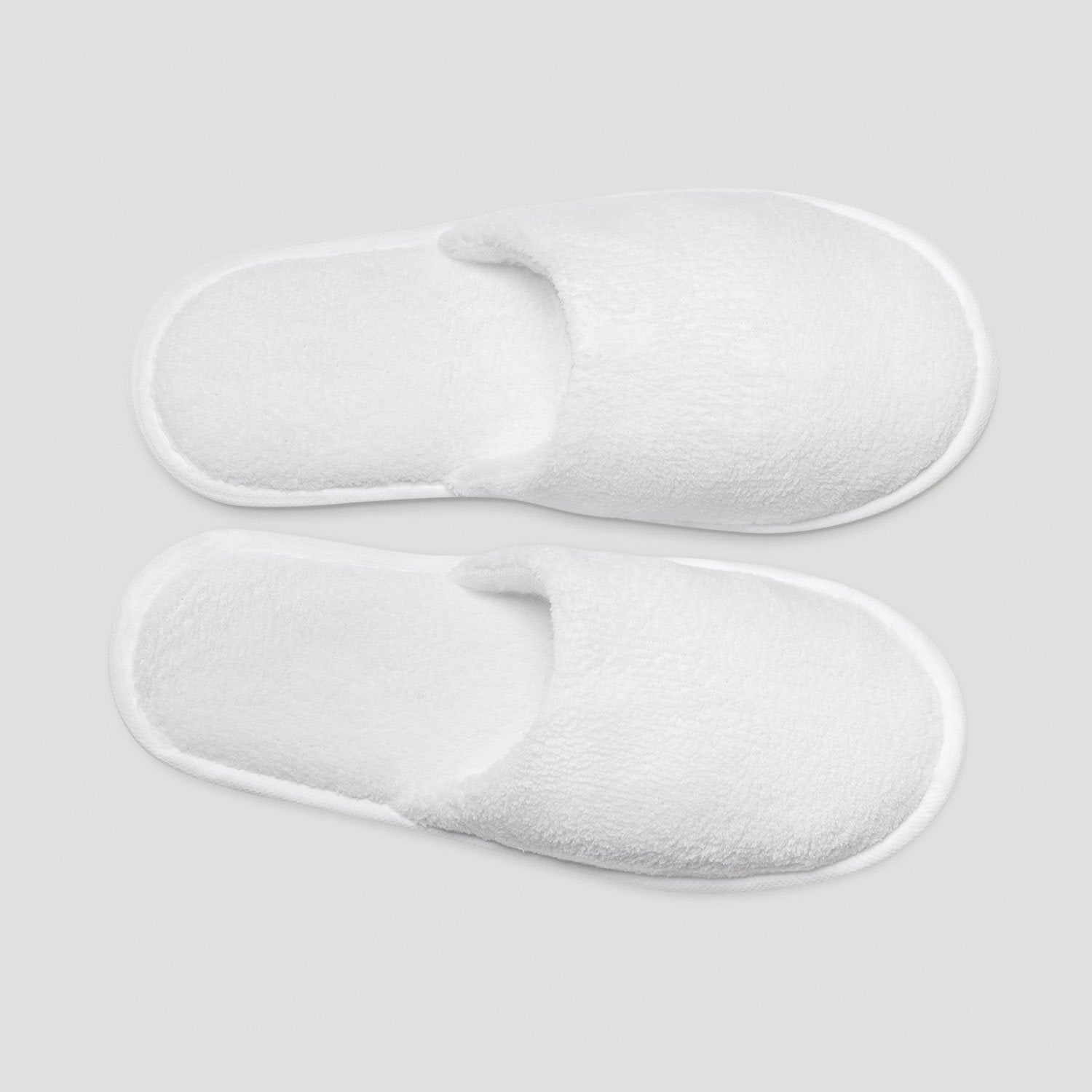 White Closed Toe Adult Fleece Warm Slippers - 6 pack