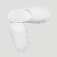 White Closed Toe Adult Fleece Warm Slippers - 6 pack