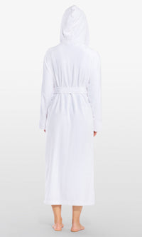 Super Soft White Plush Hooded Women's Robe