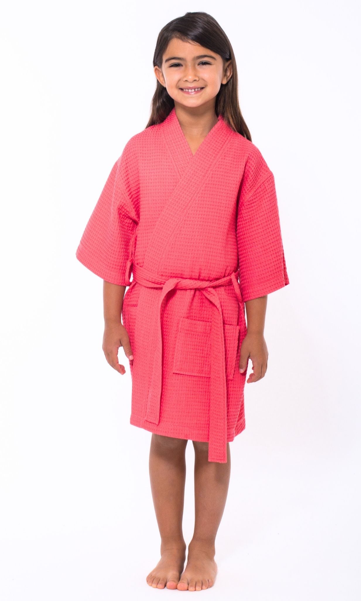 Coral Waffle Kimono Kid's Robe – RobeMart