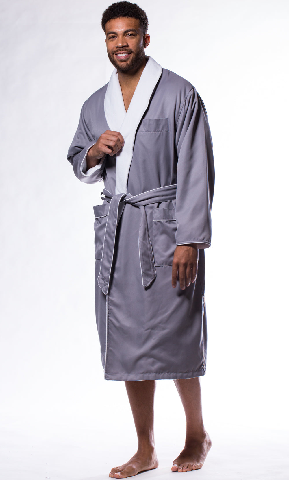 Plush, Soft, and Warm Robe for Men - Lined Bathrobe for Men - Comfy Long Bathrobe, Shawl, Adult Spa Robe