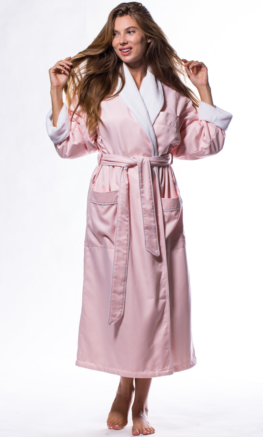 fleece lined satin dressing gown Satin Fleece Bathrobe - Robes
