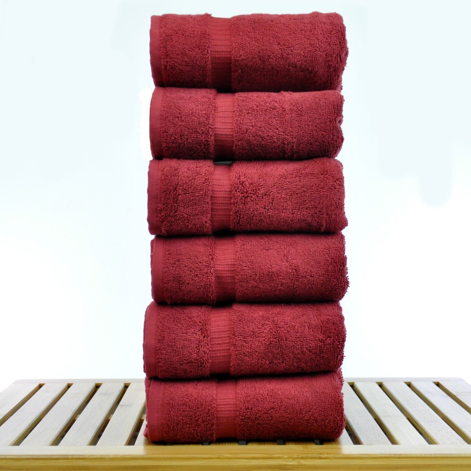 16" x 30" - 5.5 lbs/doz - %100 Turkish Cotton Cranberry Hand Towel - Dobby Border-Robemart.com