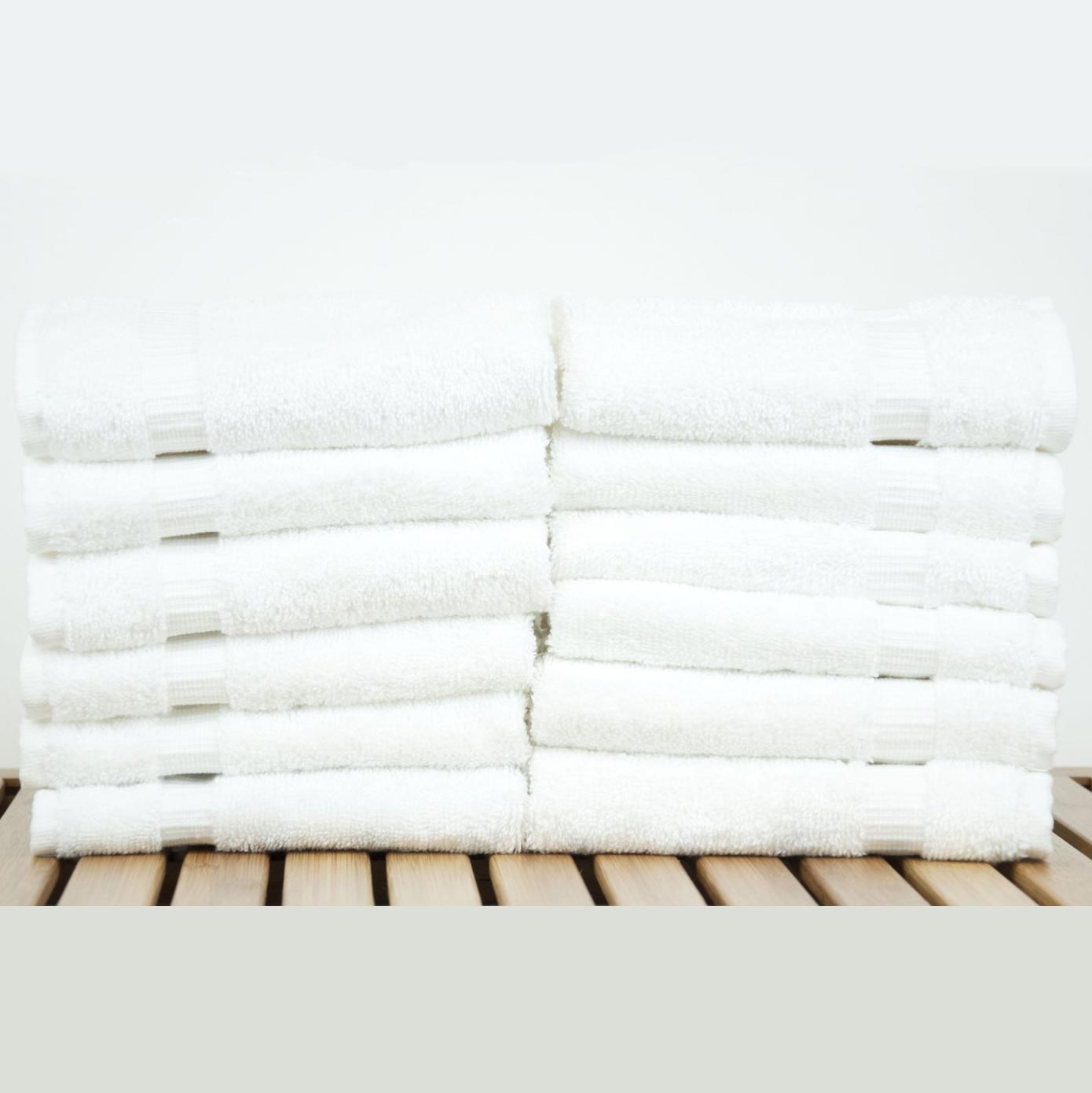 13" x 13" - 1.7 lbs/doz - 100% Turkish Cotton White Washcloth - Dobby Border - 12 Pack (Dozen)-Robemart.com