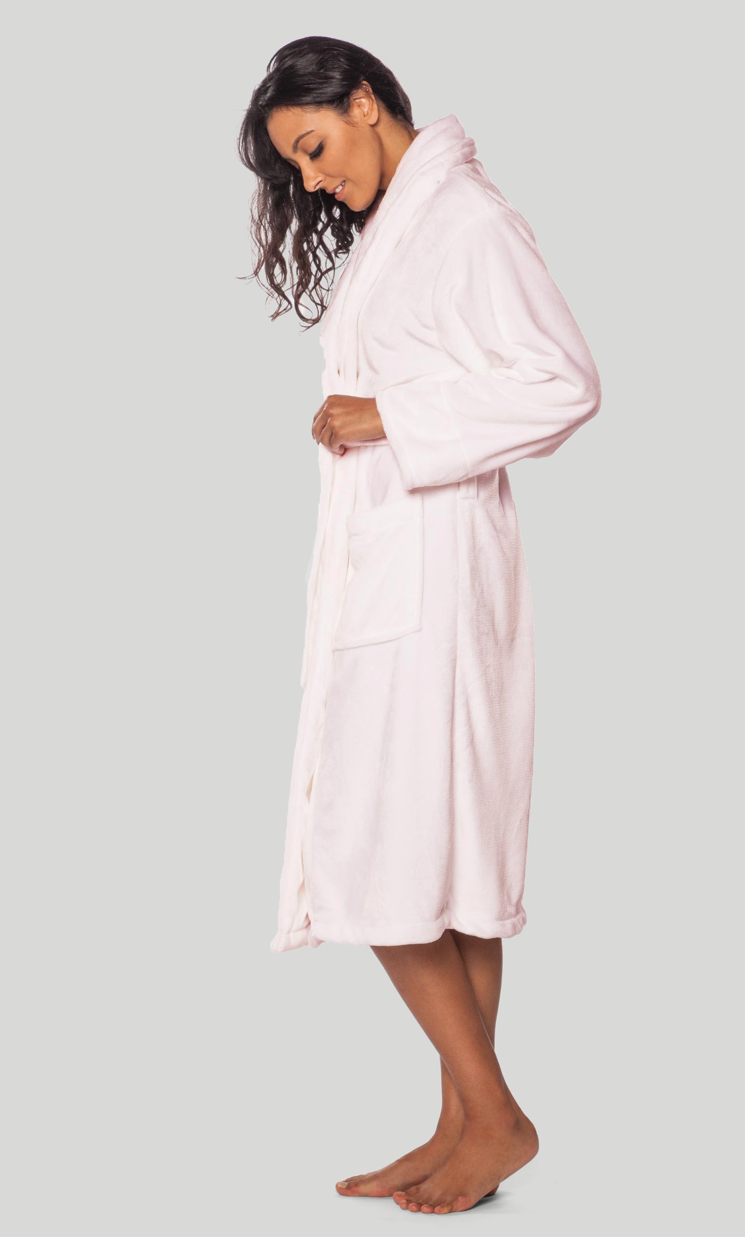 Luxury Bathrobes And Robes Plush Robes Light Pink Super Soft Tahoe Microfleece Shawl Collar