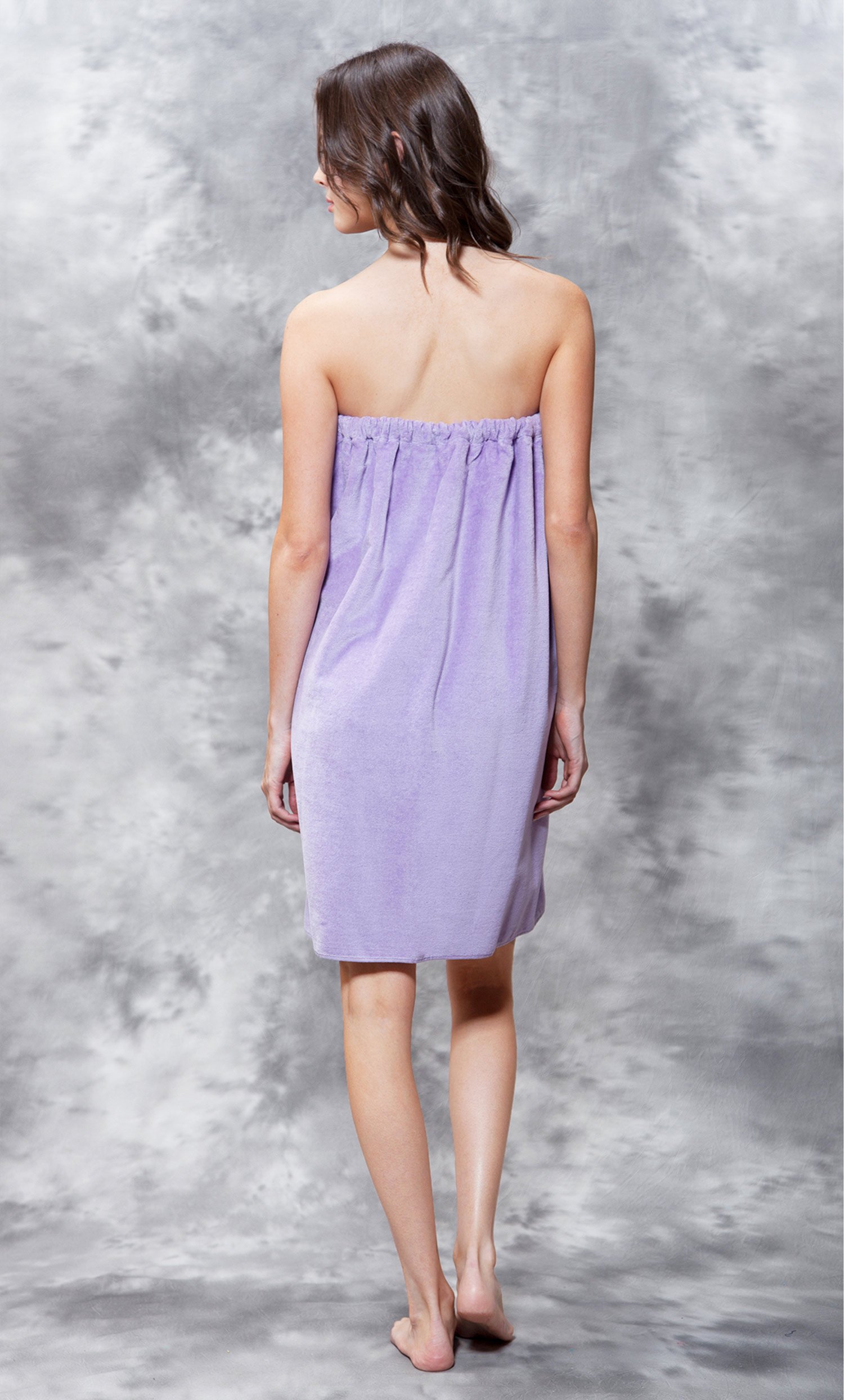 100% Cotton Lavender Terry Velour Cloth Spa Wrap, Bath Towel Wrap-Robemart.com