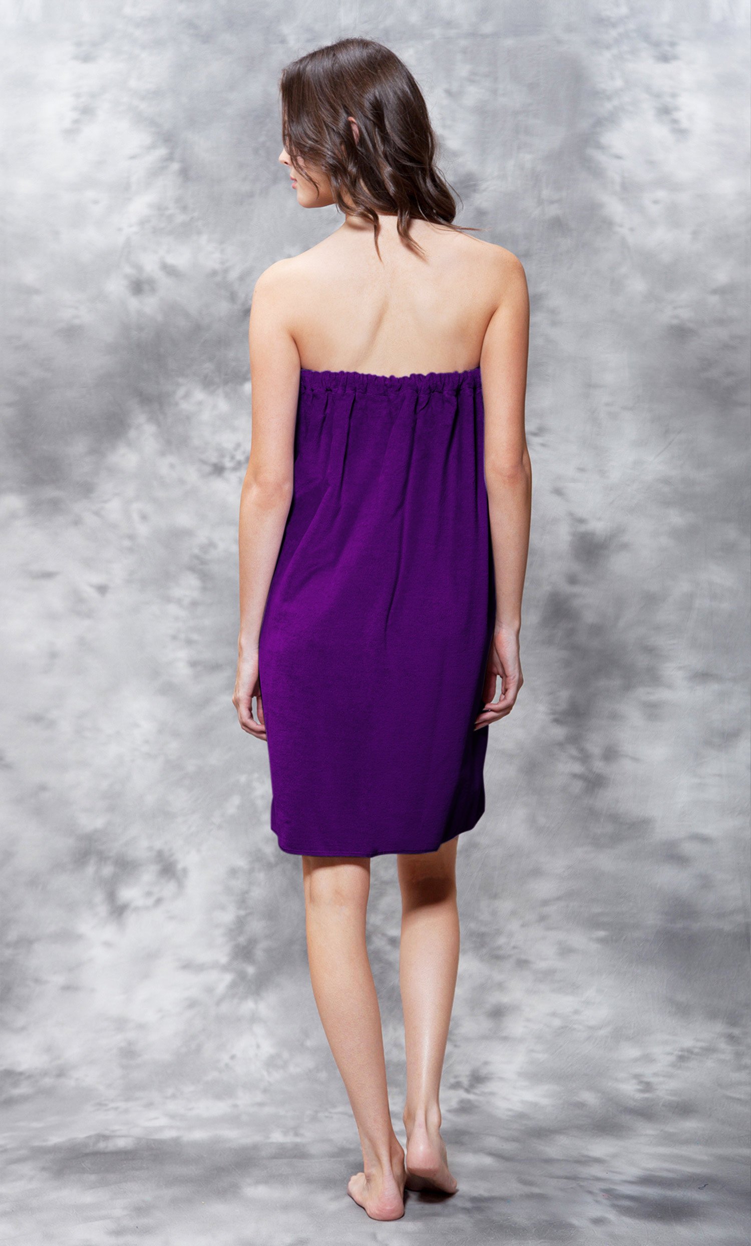 100% Cotton Purple Terry Velour Cloth Spa Wrap, Bath Towel Wrap-Robemart.com