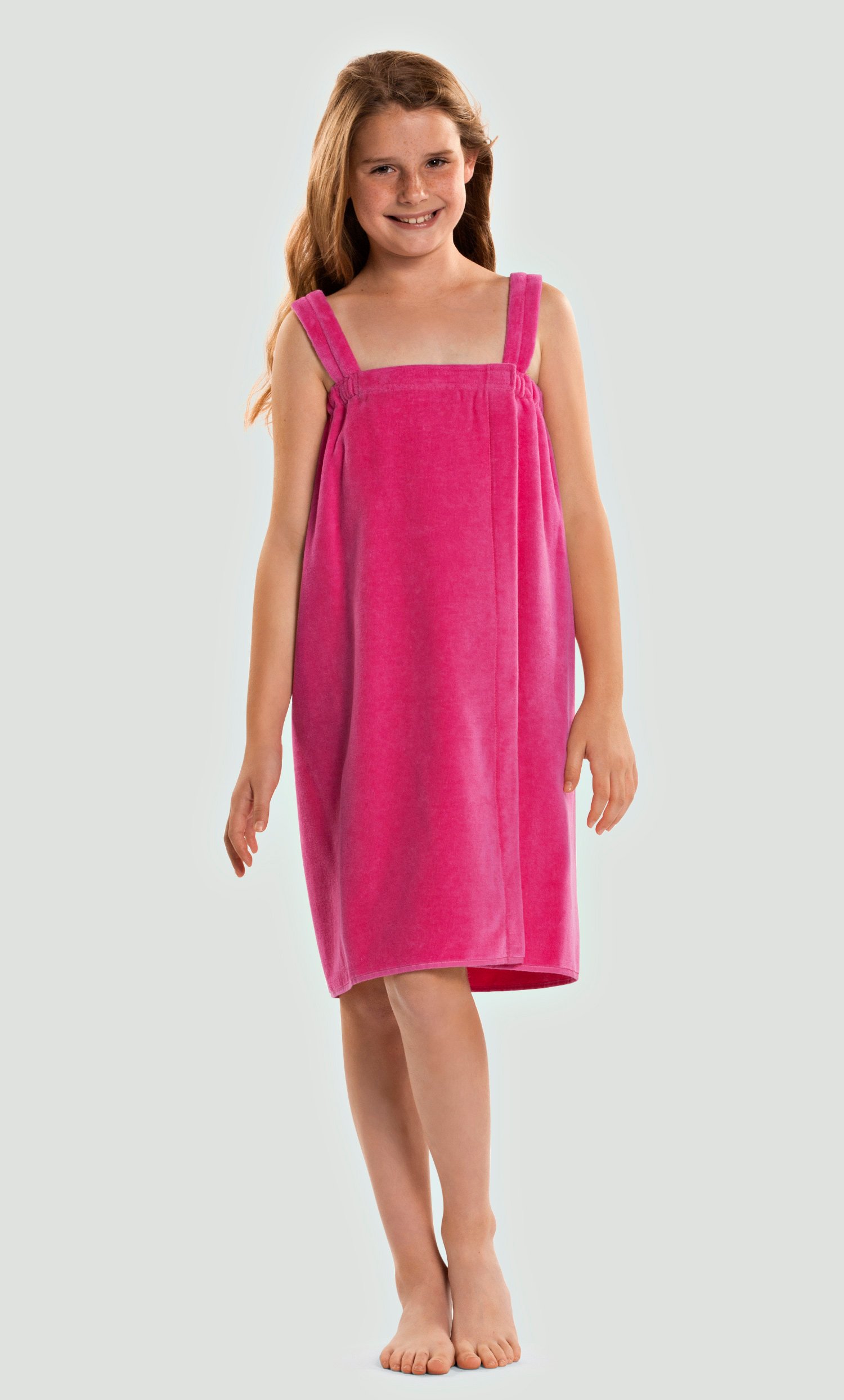 100% Cotton Fuchsia Terry Velour Cloth Kid's Spa/Pool Wrap, Bath Towel Wrap-Robemart.com