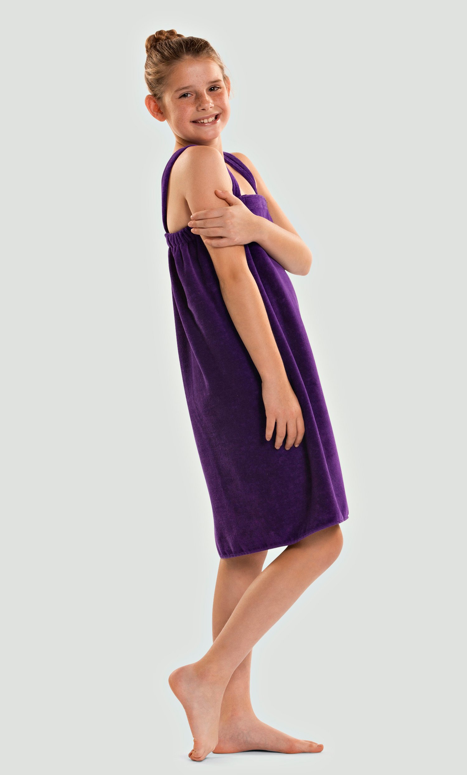 100% Cotton Purple Terry Velour Cloth Kid's Spa/Pool Wrap, Bath Towel Wrap-Robemart.com