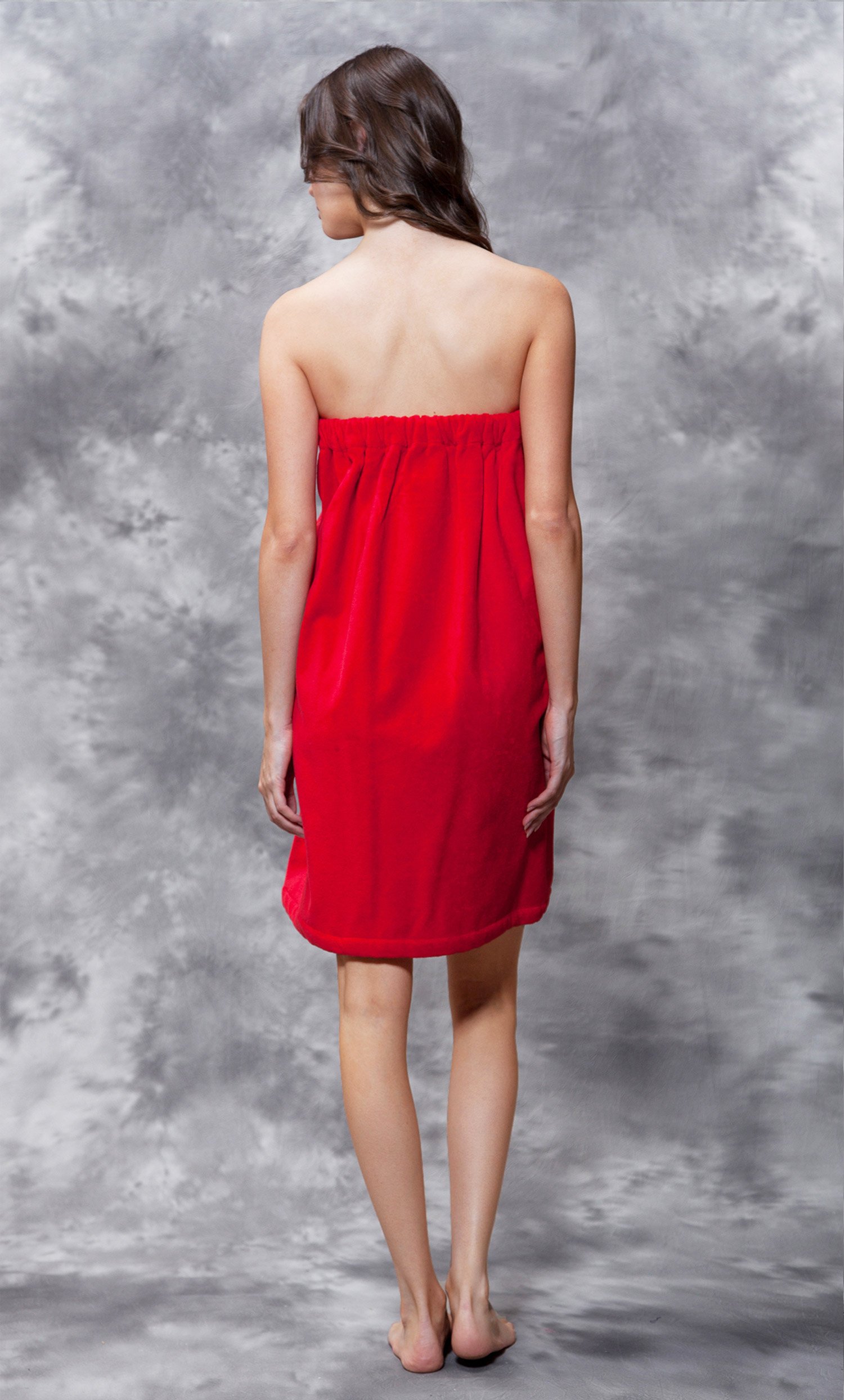 100% Cotton Red Terry Velour Cloth Spa Wrap, Bath Towel Wrap-Robemart.com
