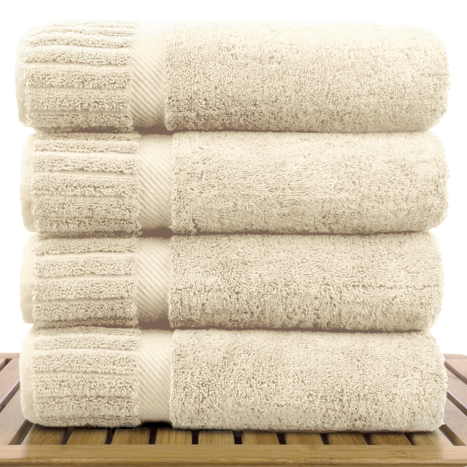 30" x 58" - 18 lbs/doz - %100 Turkish Cotton Beige Bath Towel - Piano Border-Robemart.com
