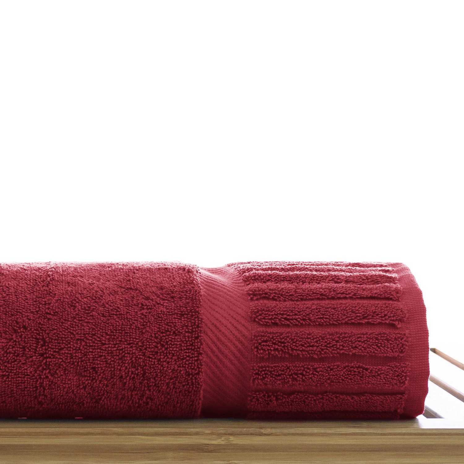 30" x 58" - 18 lbs/doz - %100 Turkish Cotton Cranberry Bath Towel - Piano Border-Robemart.com