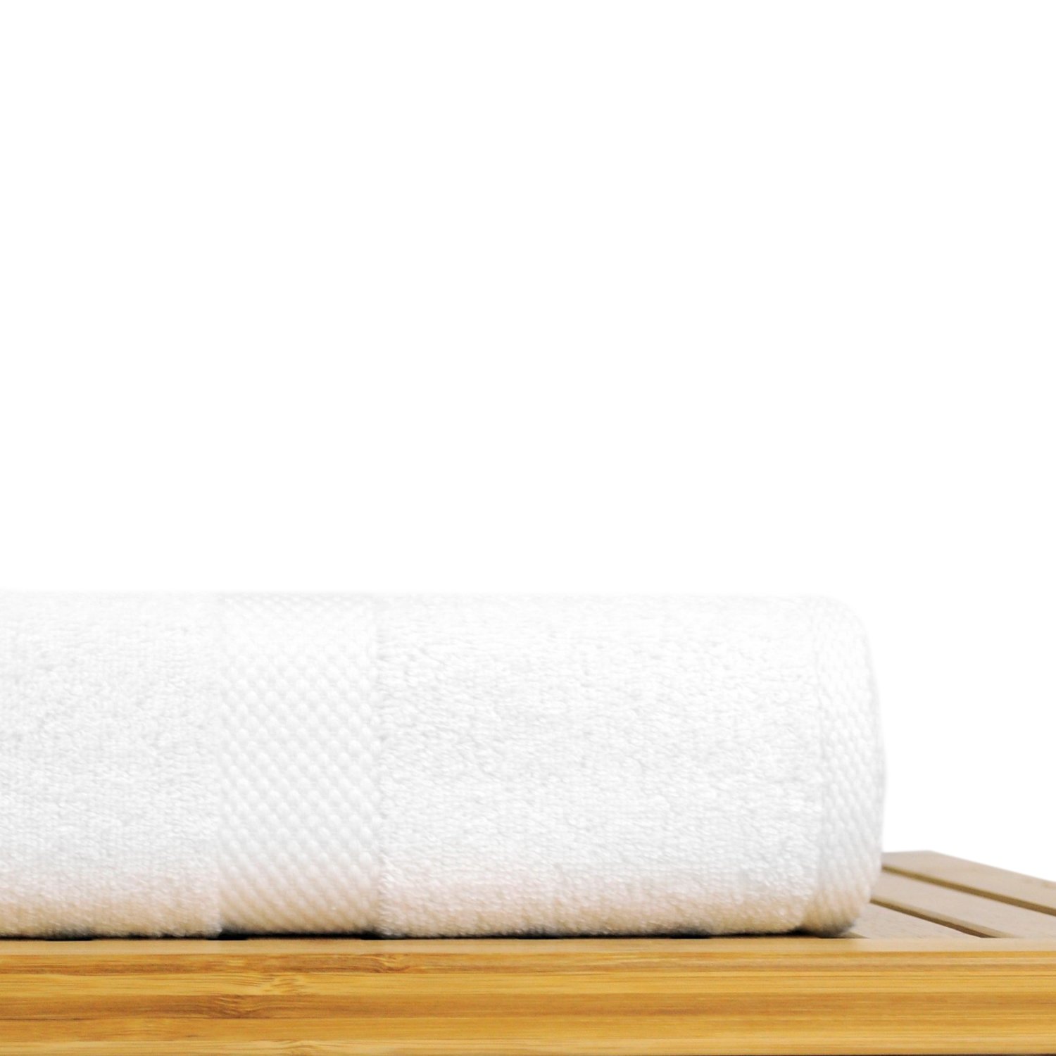 30" x 60" - 18 lbs/doz - %100 Turkish Cotton White Bath Towel - Honeycomb Border-Robemart.com