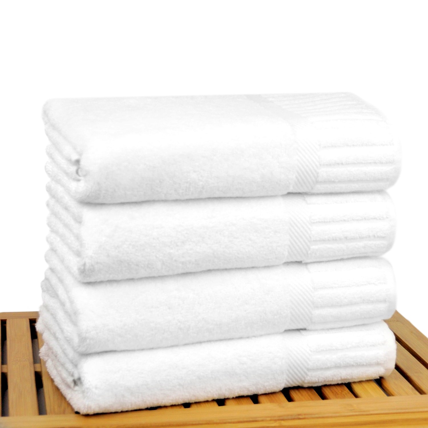 30" x 58" - 18 lbs/doz - %100 Turkish Cotton White Bath Towel - Piano Border-Robemart.com