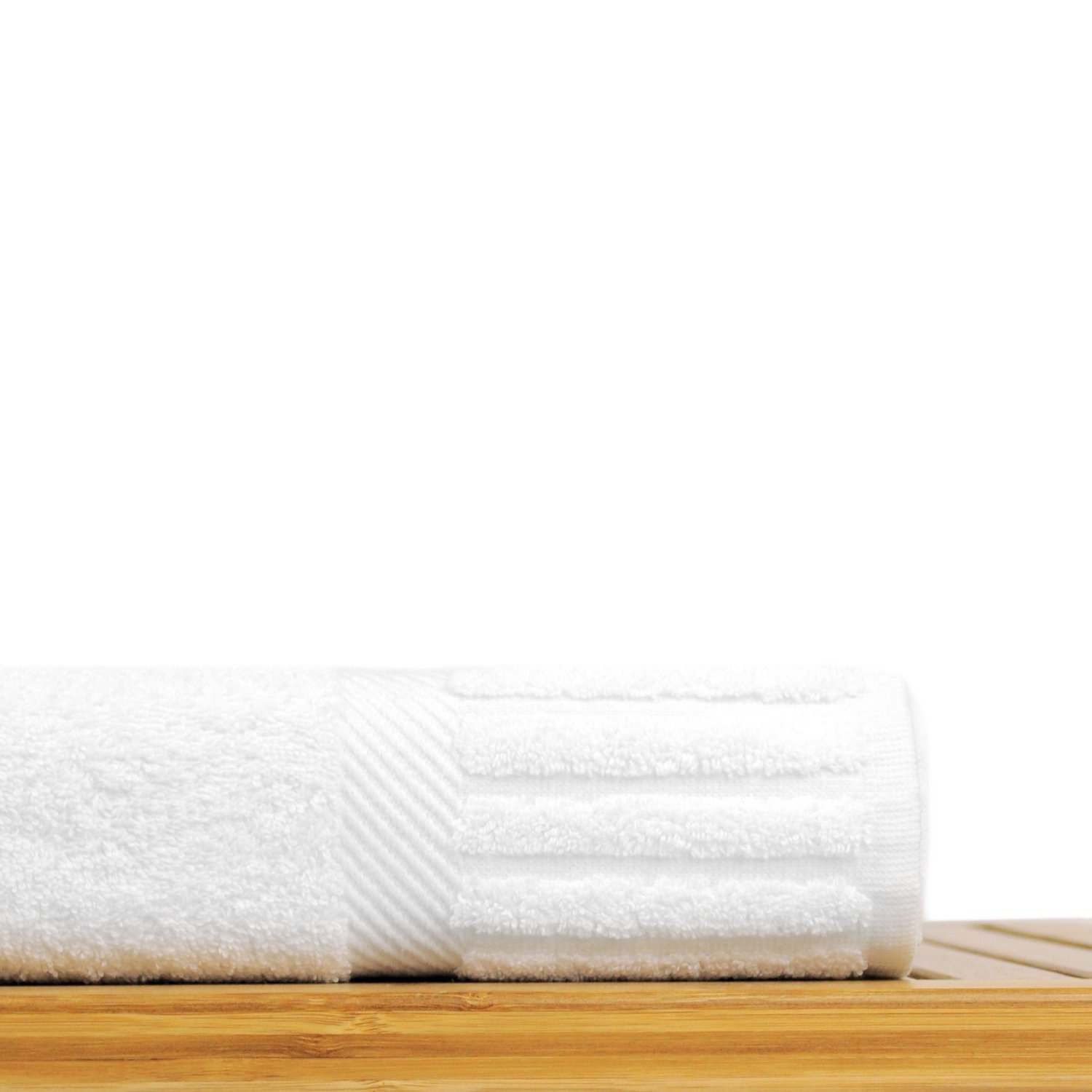 30" x 58" - 18 lbs/doz - %100 Turkish Cotton White Bath Towel - Piano Border-Robemart.com