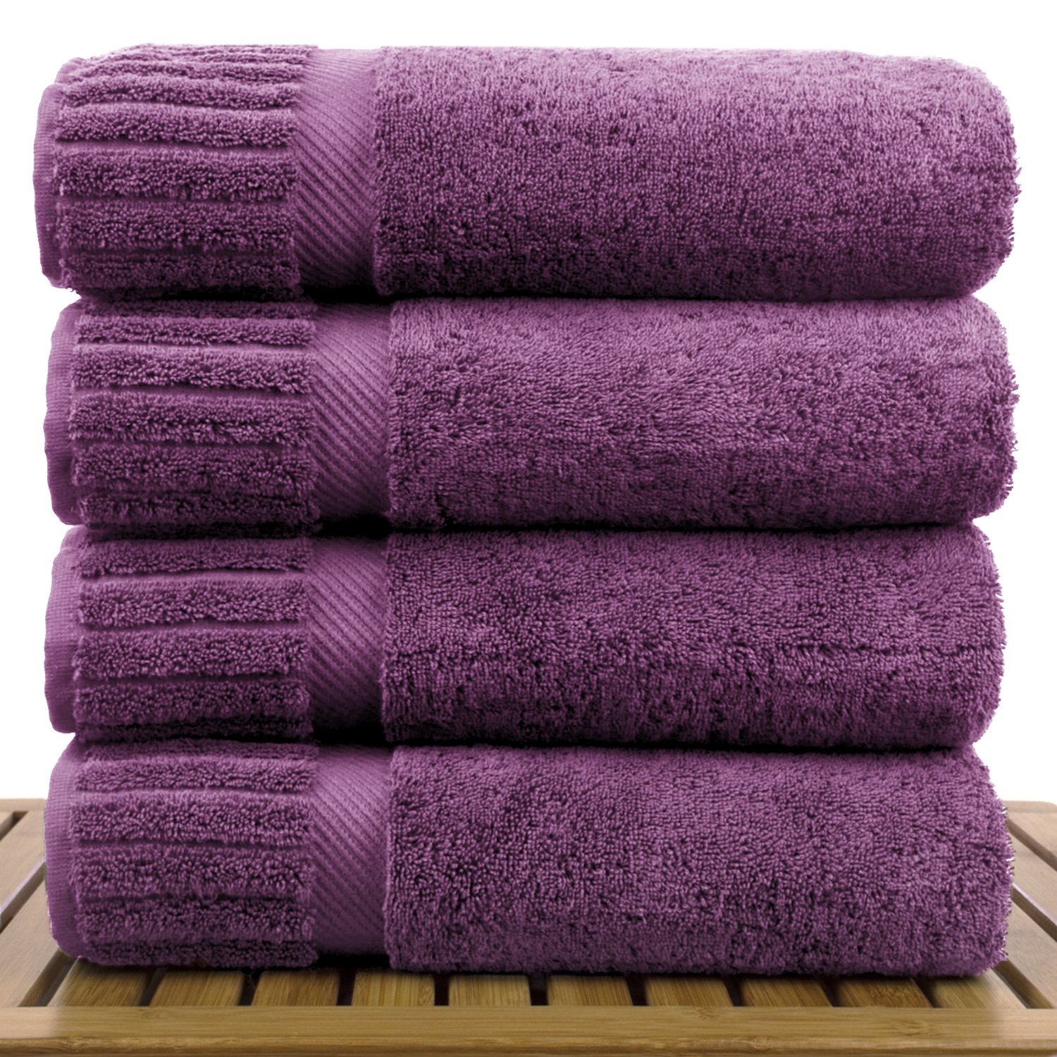 30" x 58" - 18 lbs/doz - %100 Turkish Cotton Plum Bath Towel - Piano Border-Robemart.com