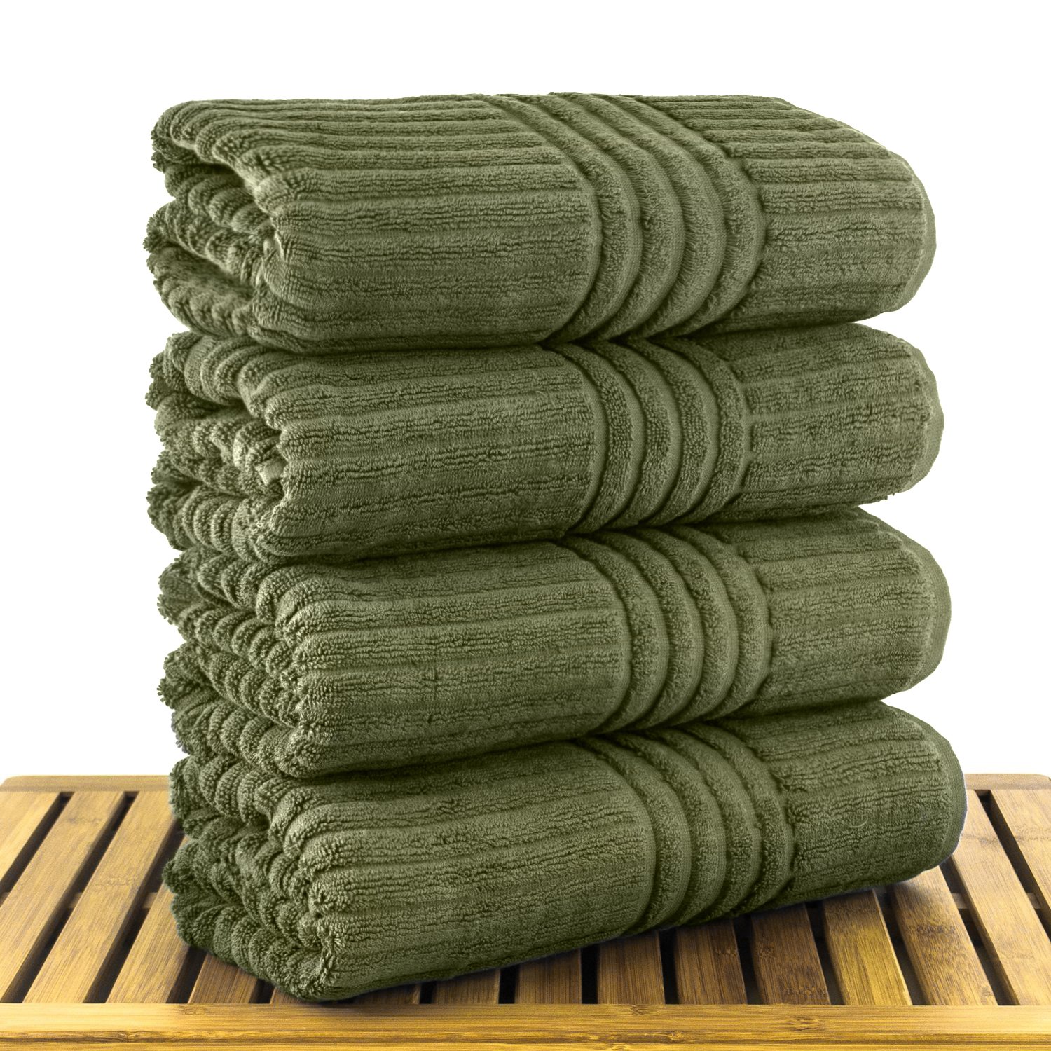30" x 60" - 18 lbs/doz - %100 Turkish Cotton Moss Bath Towel - Stripe Border-Robemart.com