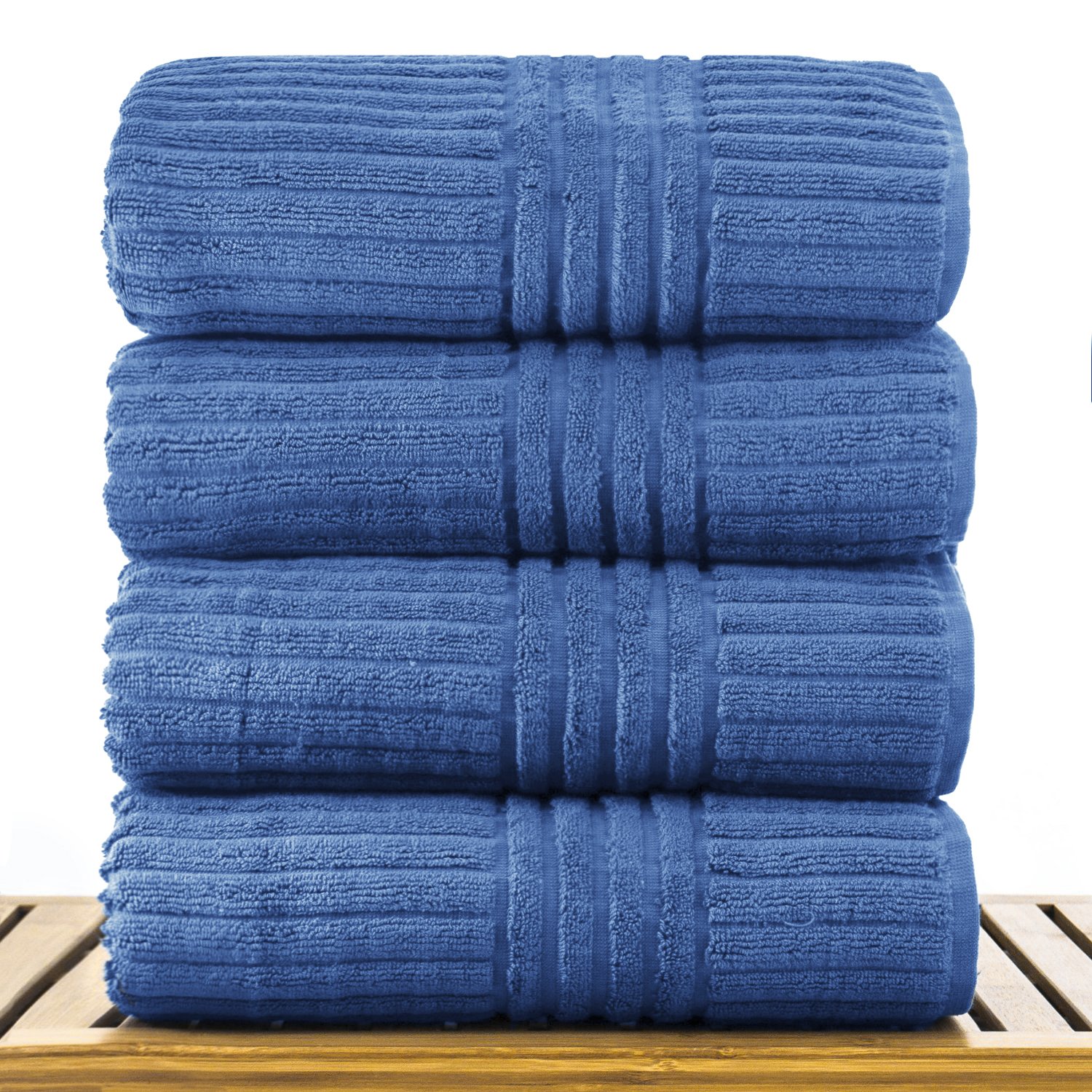 30" x 60" - 18 lbs/doz - %100 Turkish Cotton Wedgewood Bath Towel - Striped Border-Robemart.com