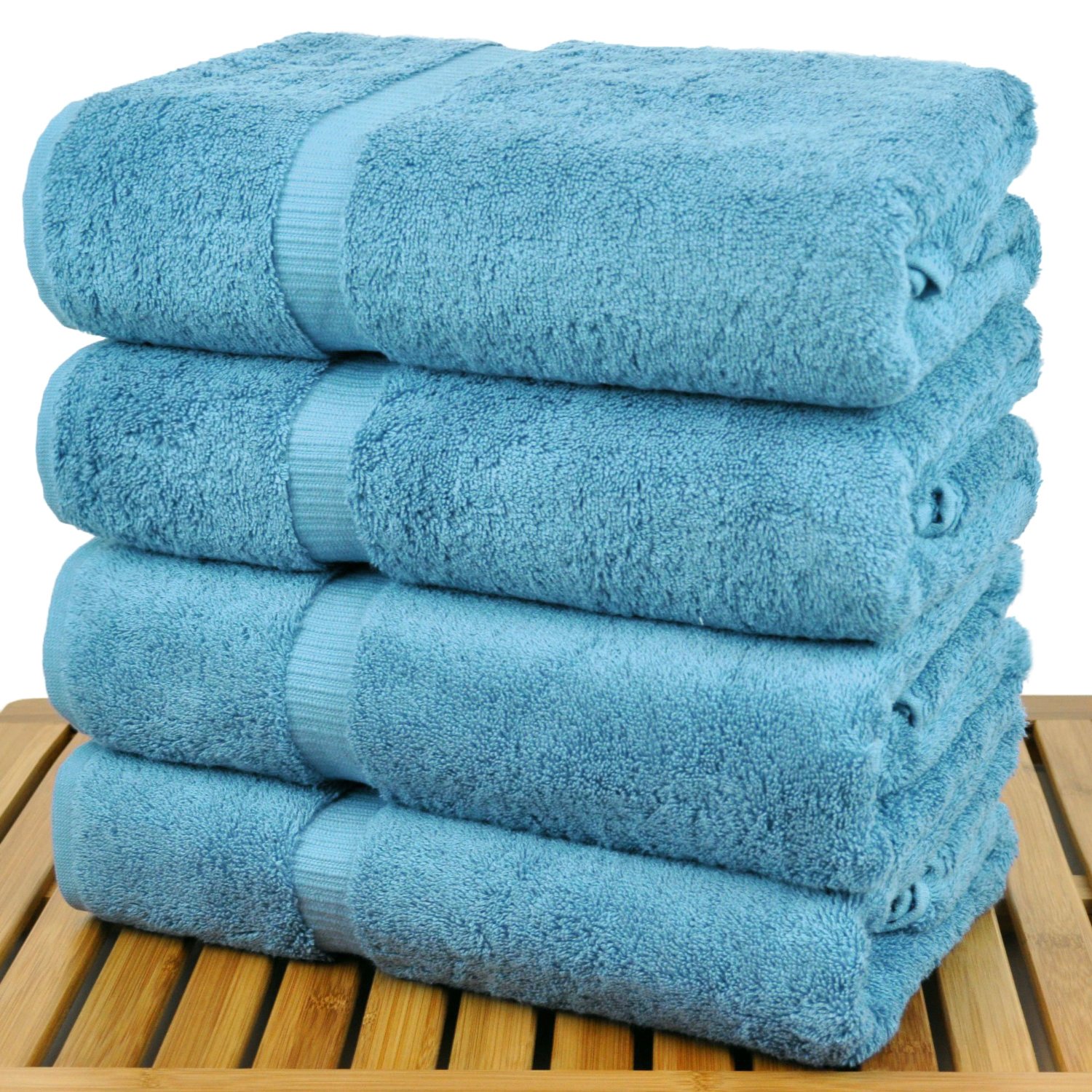 27" x 54" - 17 lbs/doz - %100 Turkish Cotton Aqua Blue Bath Towel - Dobby Border-Robemart.com