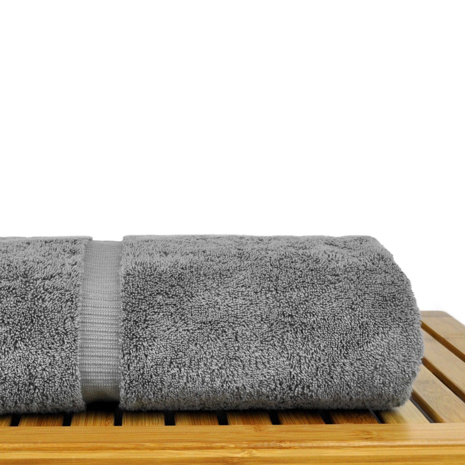 27" x 54" - 17 lbs/doz - 100% Turkish Cotton Gray Bath Towel - Dobby Border-Robemart.com