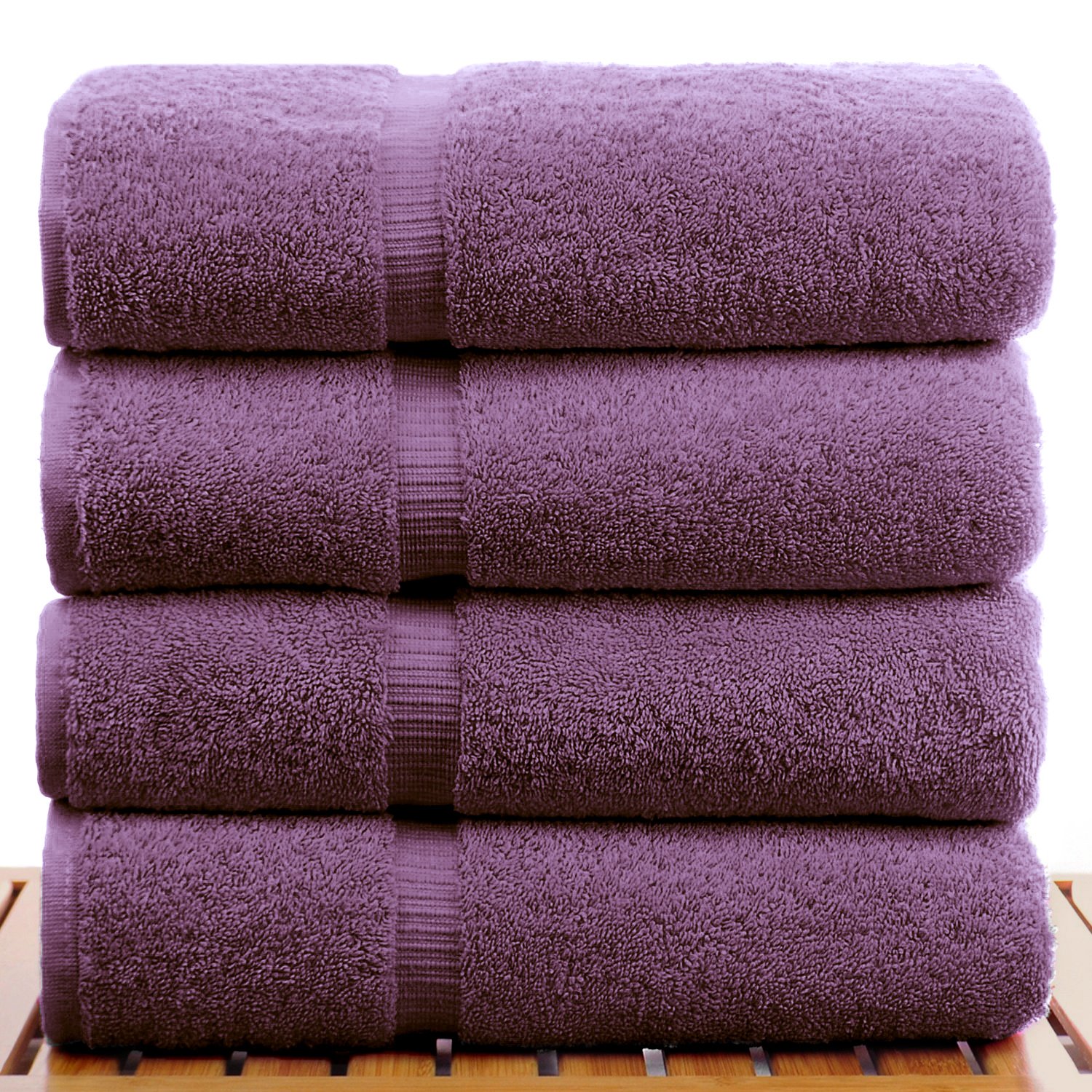27" x 54" - 17 lbs/doz - %100 Turkish Cotton Plum Bath Towel - Dobby Border-Robemart.com