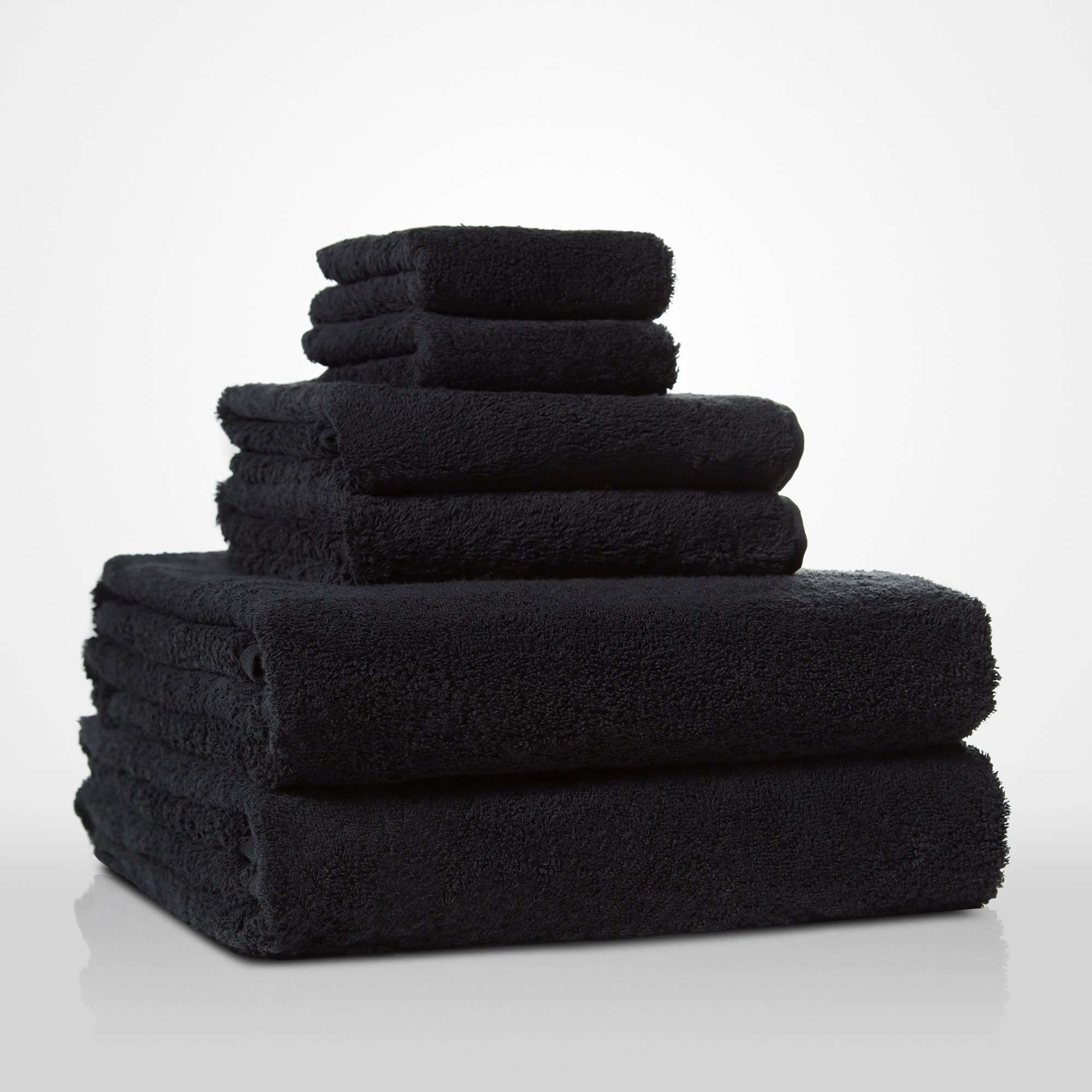 13" x 13" - 100% Turkish Cotton Black Terry Washcloth  - 12 Pack (Dozen)-Robemart.com