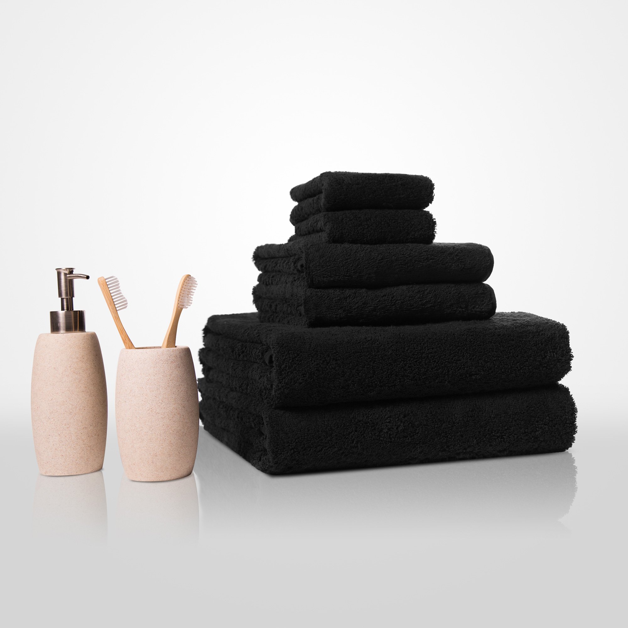 35"x 60" - 100% Turkish Cotton Black Terry Bath Towel-Robemart.com