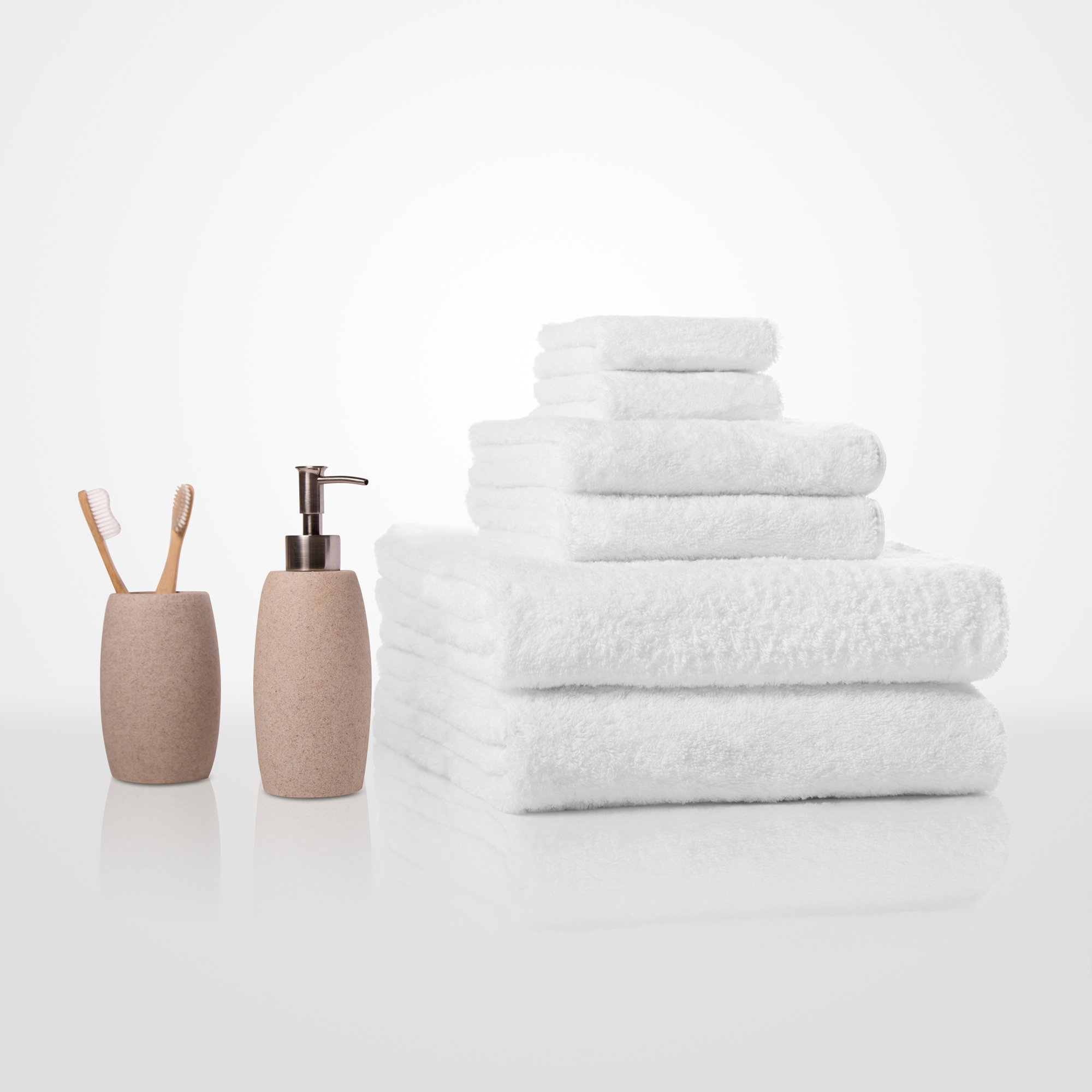 16" x 29" - 100% Turkish Cotton White Terry Hand Towel-Robemart.com