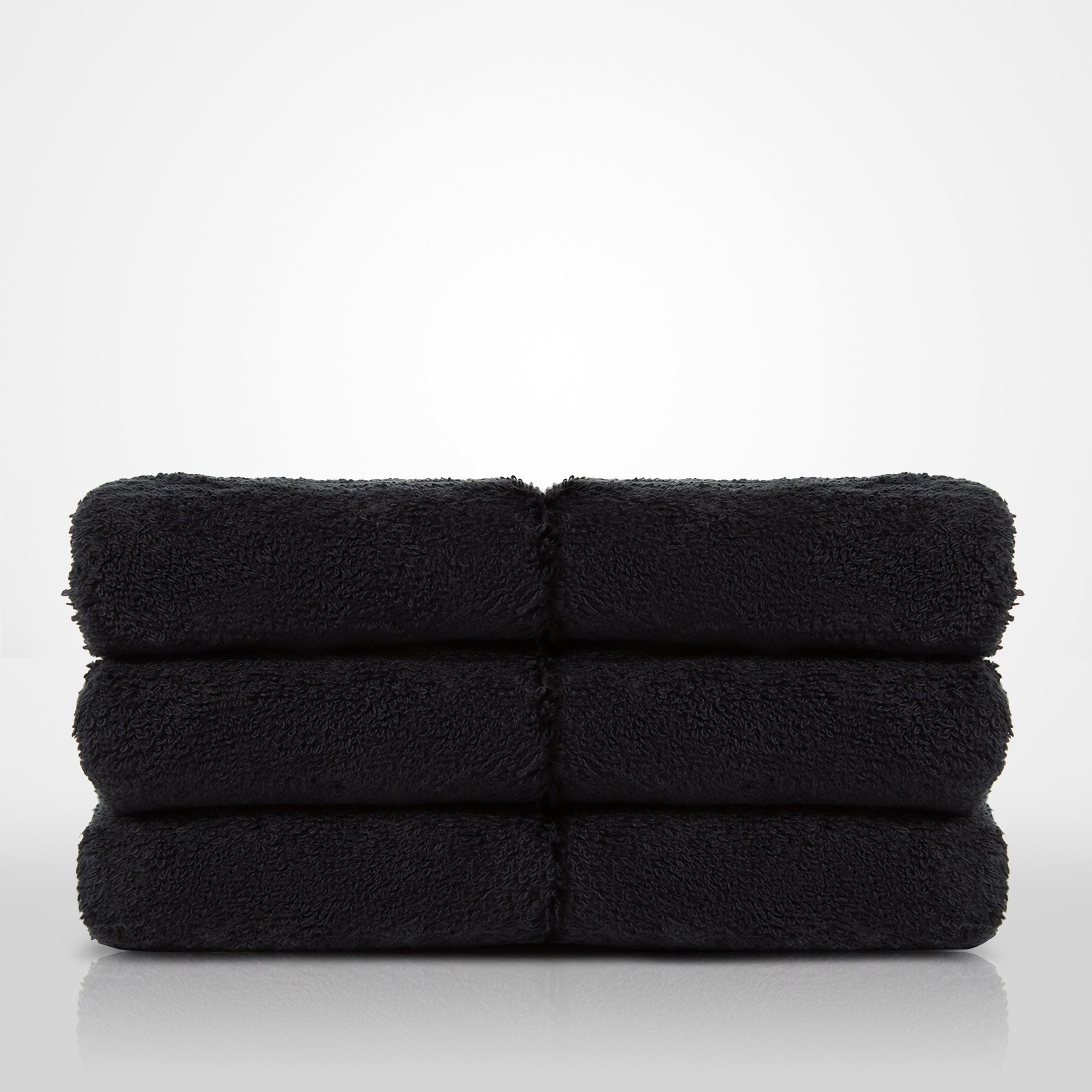 13" x 13" - 100% Turkish Cotton Black Terry Washcloth  - 12 Pack (Dozen)-Robemart.com