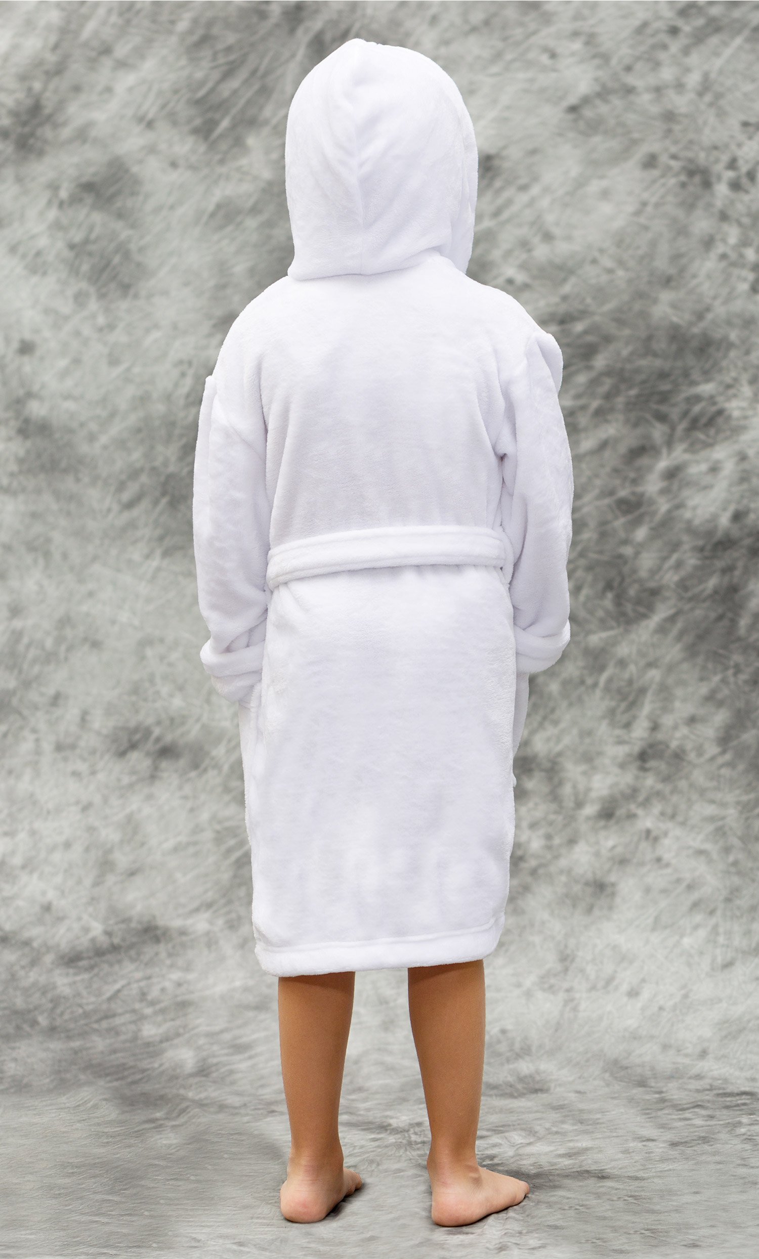 White Plush Super Soft Fleece Hooded Kid's Robe-Robemart.com