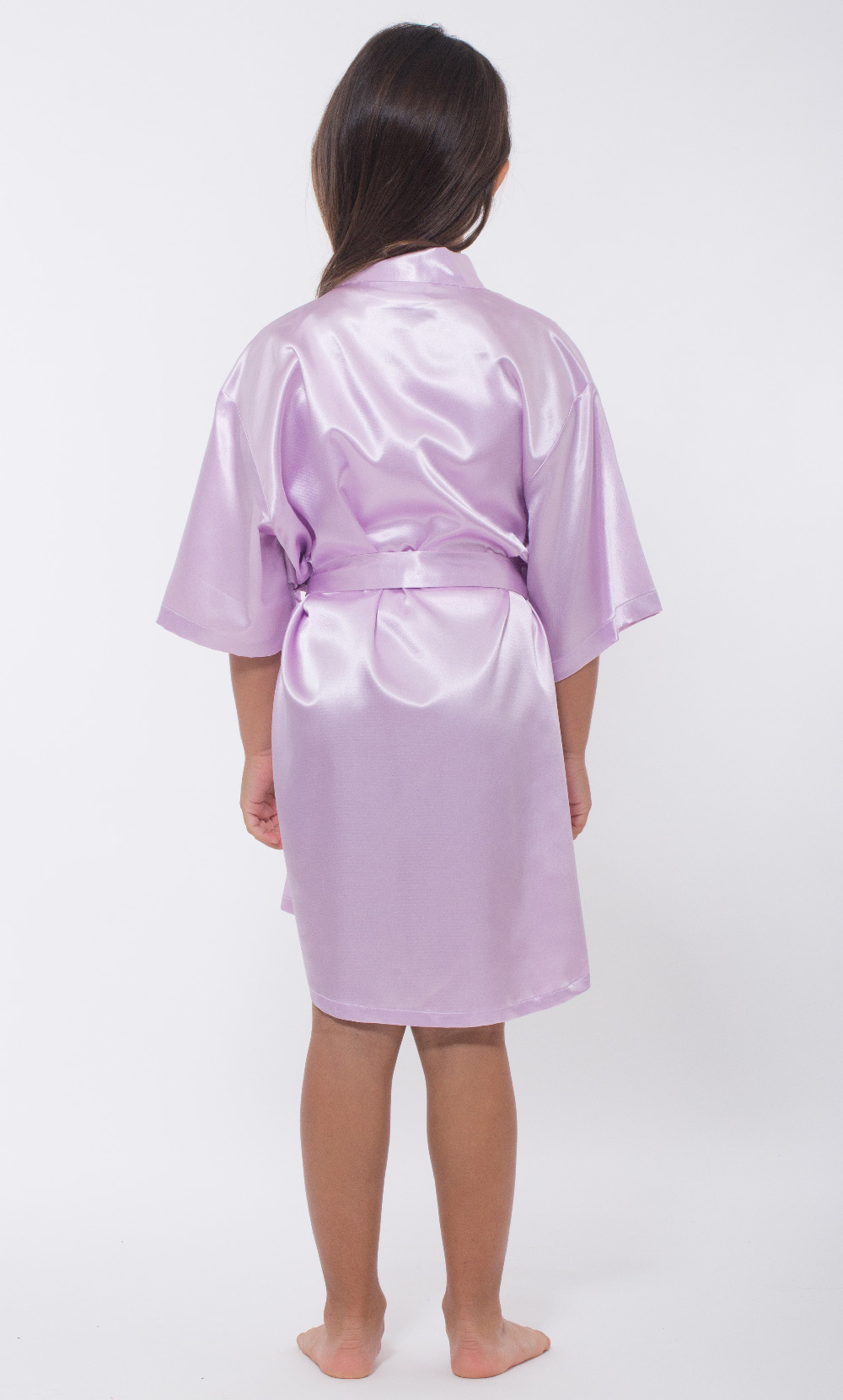 Lavender Satin Kimono Kid's Robe-Robemart.com