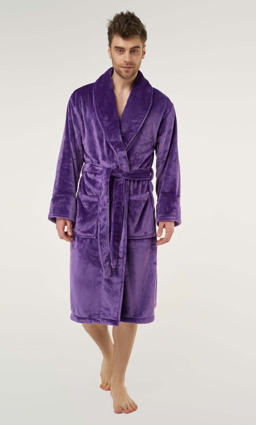 Purple Super Soft Tahoe Microfleece Shawl Collar Robe-Robemart.com