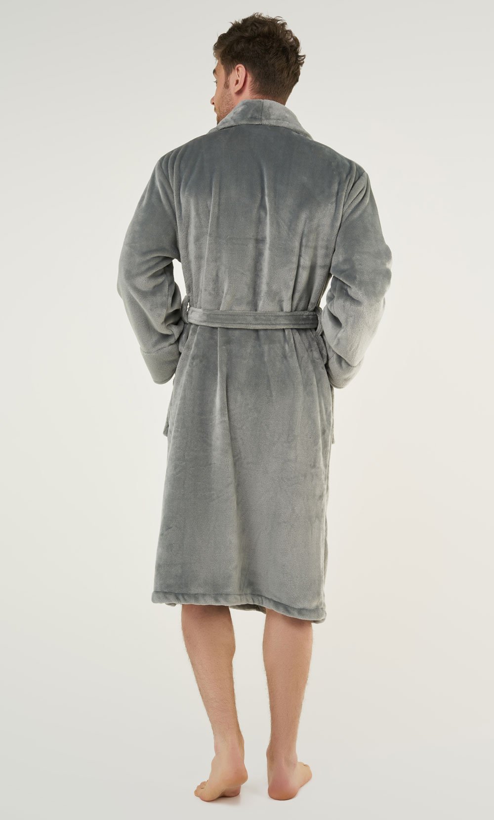 Gray Super Soft Tahoe Microfleece Shawl Collar Robe-Robemart.com