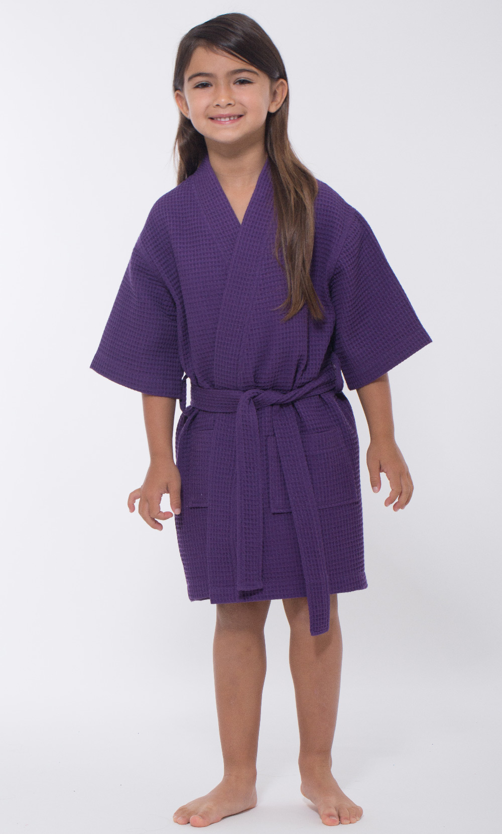 Purple Waffle Kimono Kid's Robe-Robemart.com