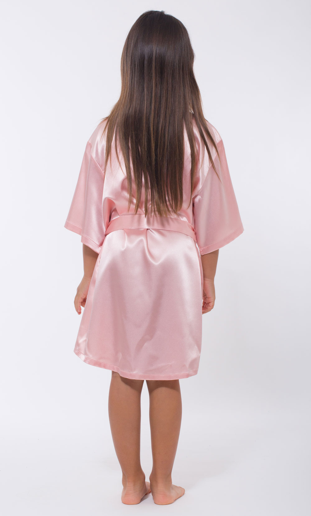 Light Pink Satin Kimono Kid's Robe-Robemart.com