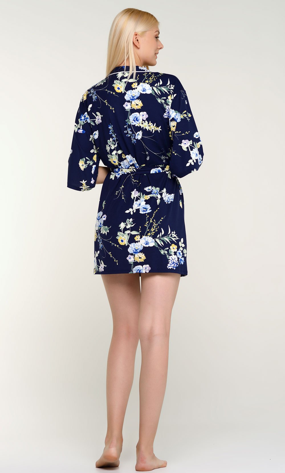 Navy Blue Cassidy Knit Kimono Robe-Robemart.com