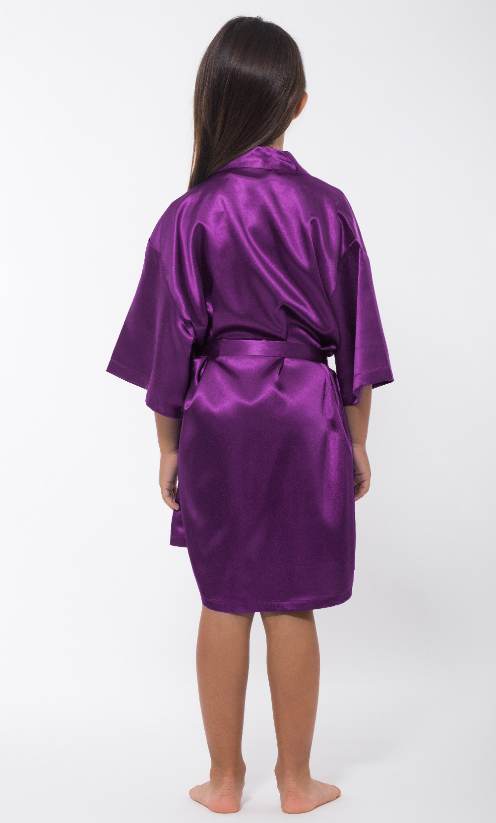 Purple Satin Kimono Kid's Robe-Robemart.com