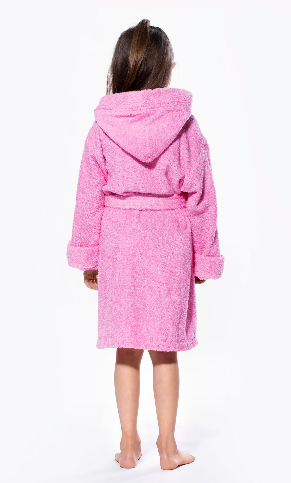 100% Turkish Cotton Pink Hooded Terry Kid's Bathrobe-Robemart.com