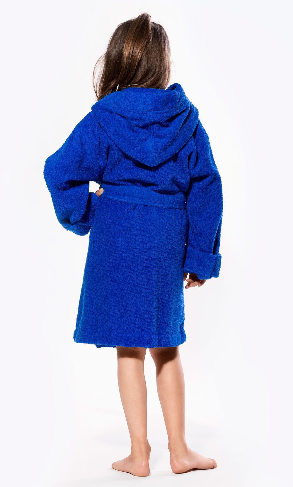 100% Turkish Cotton Royal Blue Hooded Terry Kid's Bathrobe-Robemart.com