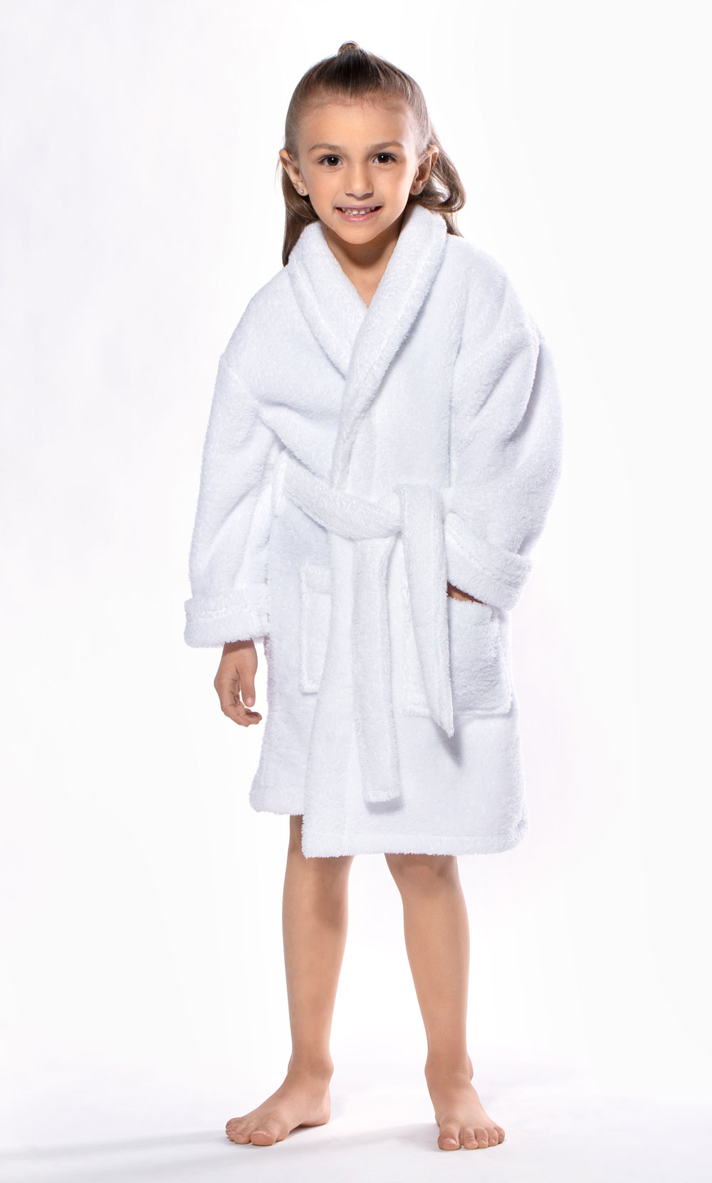 White Plush Super Soft Fleece Shawl Kid's Robe-Robemart.com