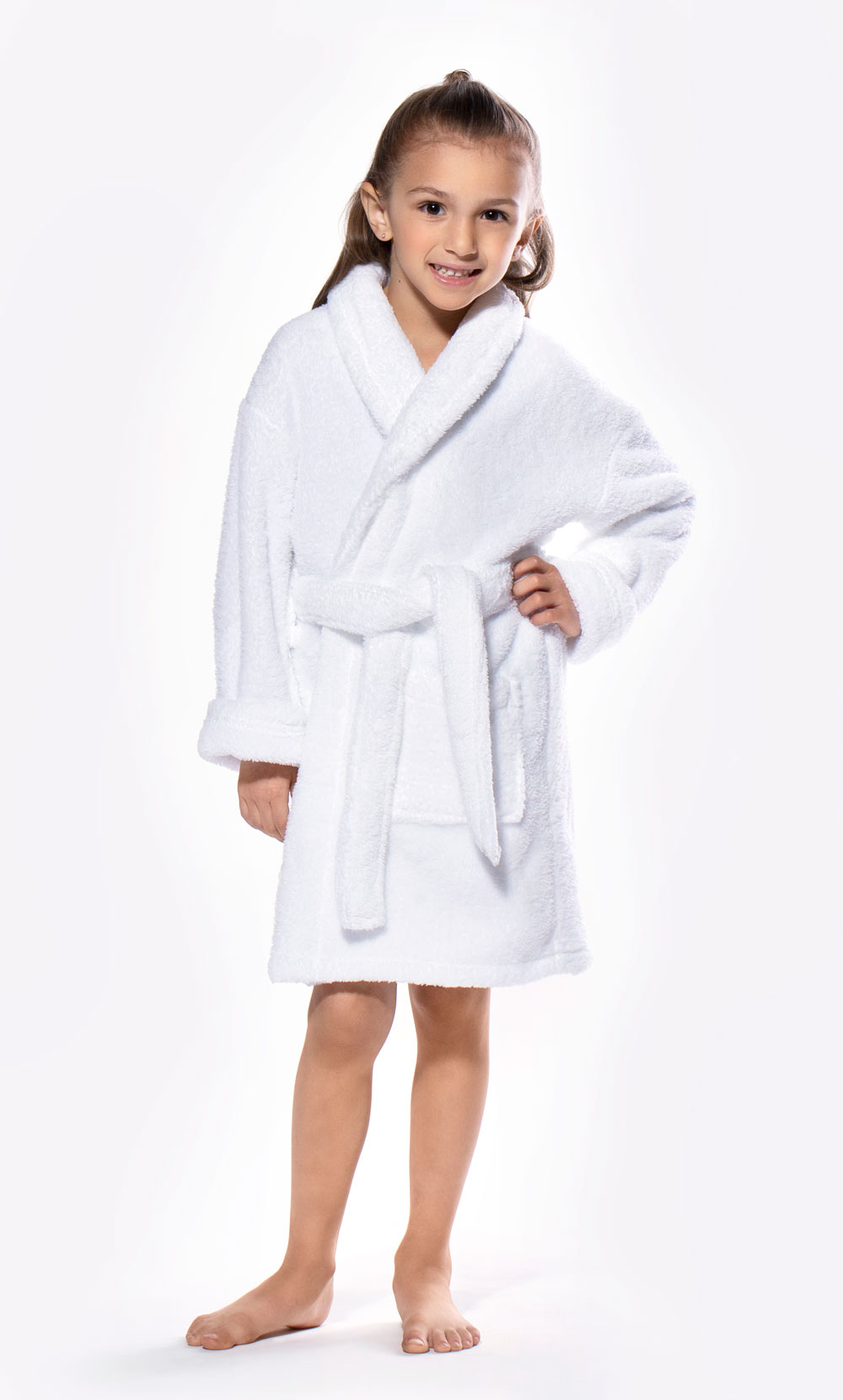 White Plush Super Soft Fleece Shawl Kid's Robe-Robemart.com