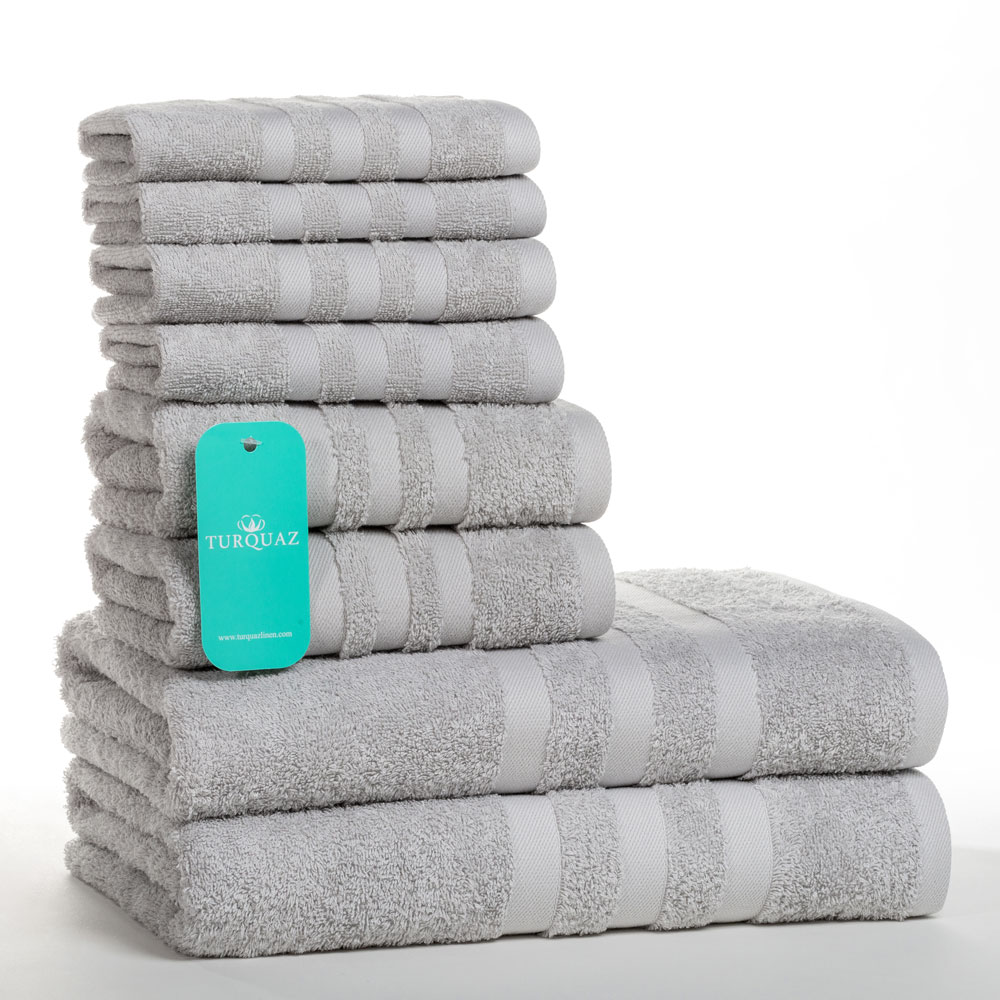 100% Turkish Cotton Slate Gray 8 Piece Towel Set-Robemart.com