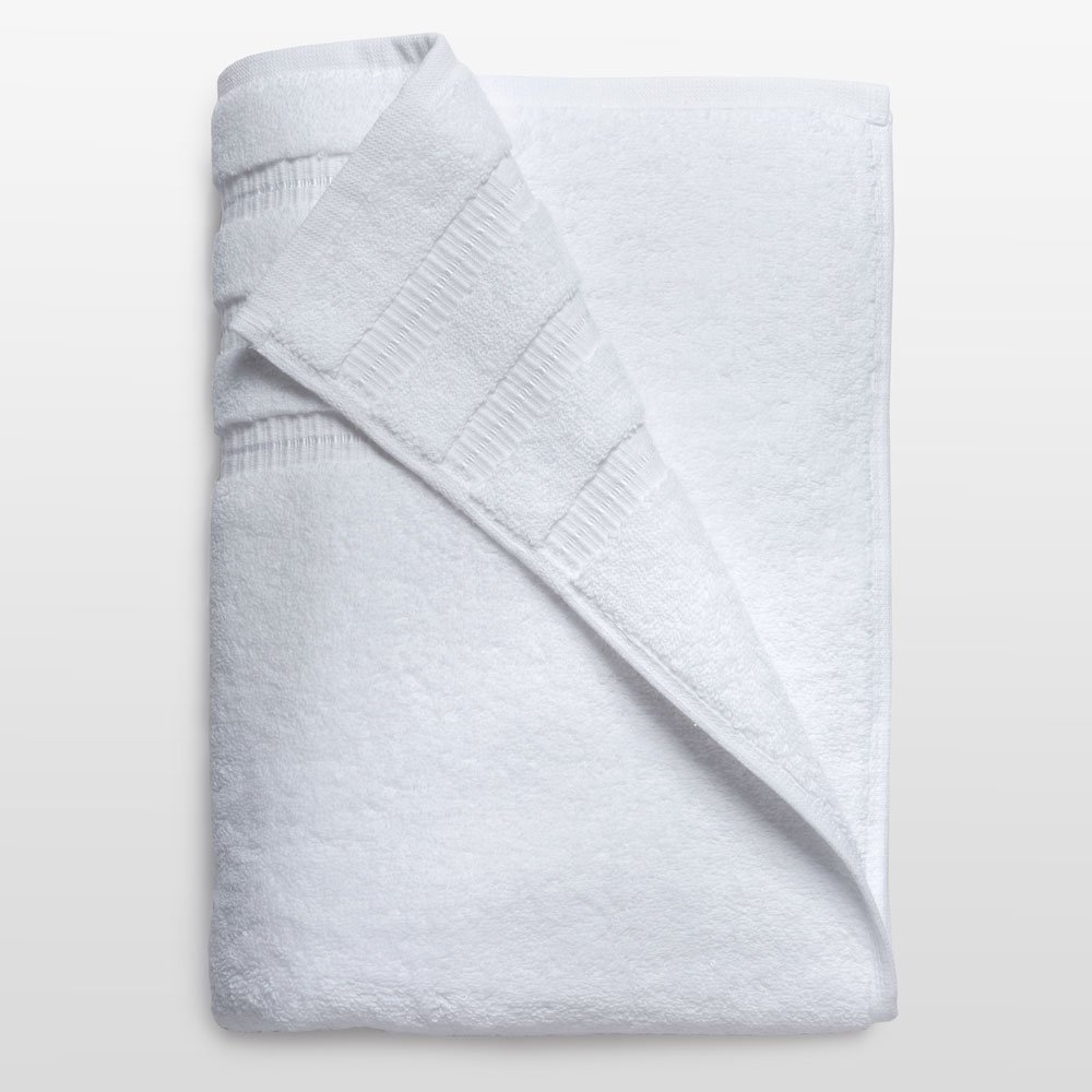 100% Turkish Cotton White 3 Stripe Bath Towel-Robemart.com