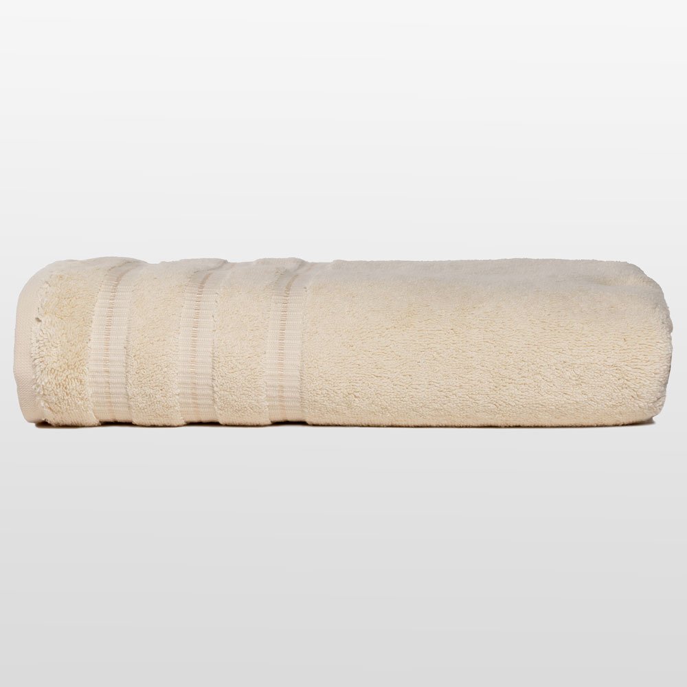100% Turkish Cotton Cream  3 Stripe Bath Towel-Robemart.com