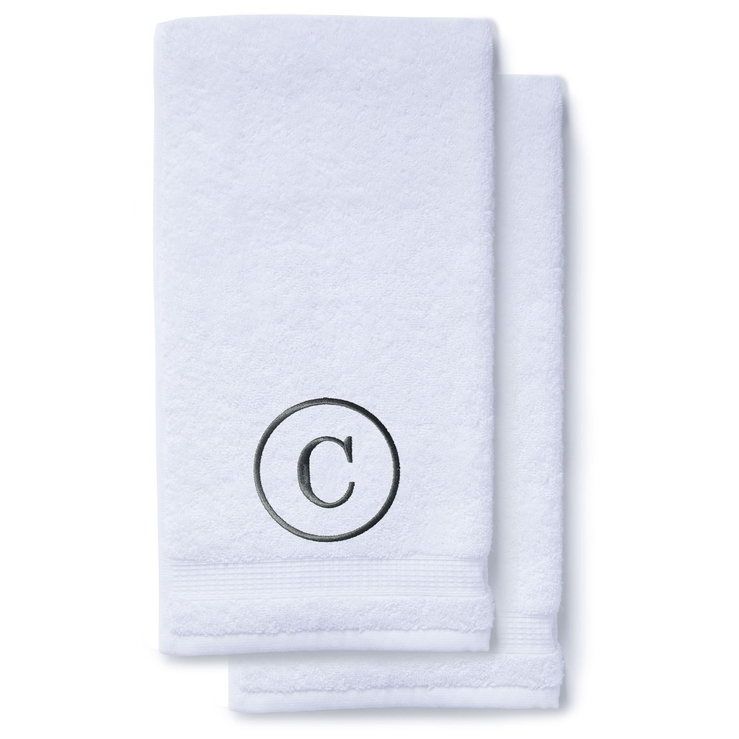 Charcoal Gray Initial Premium Hand Towel Classic 16 X 30 Inch, Set of 2-Robemart.com
