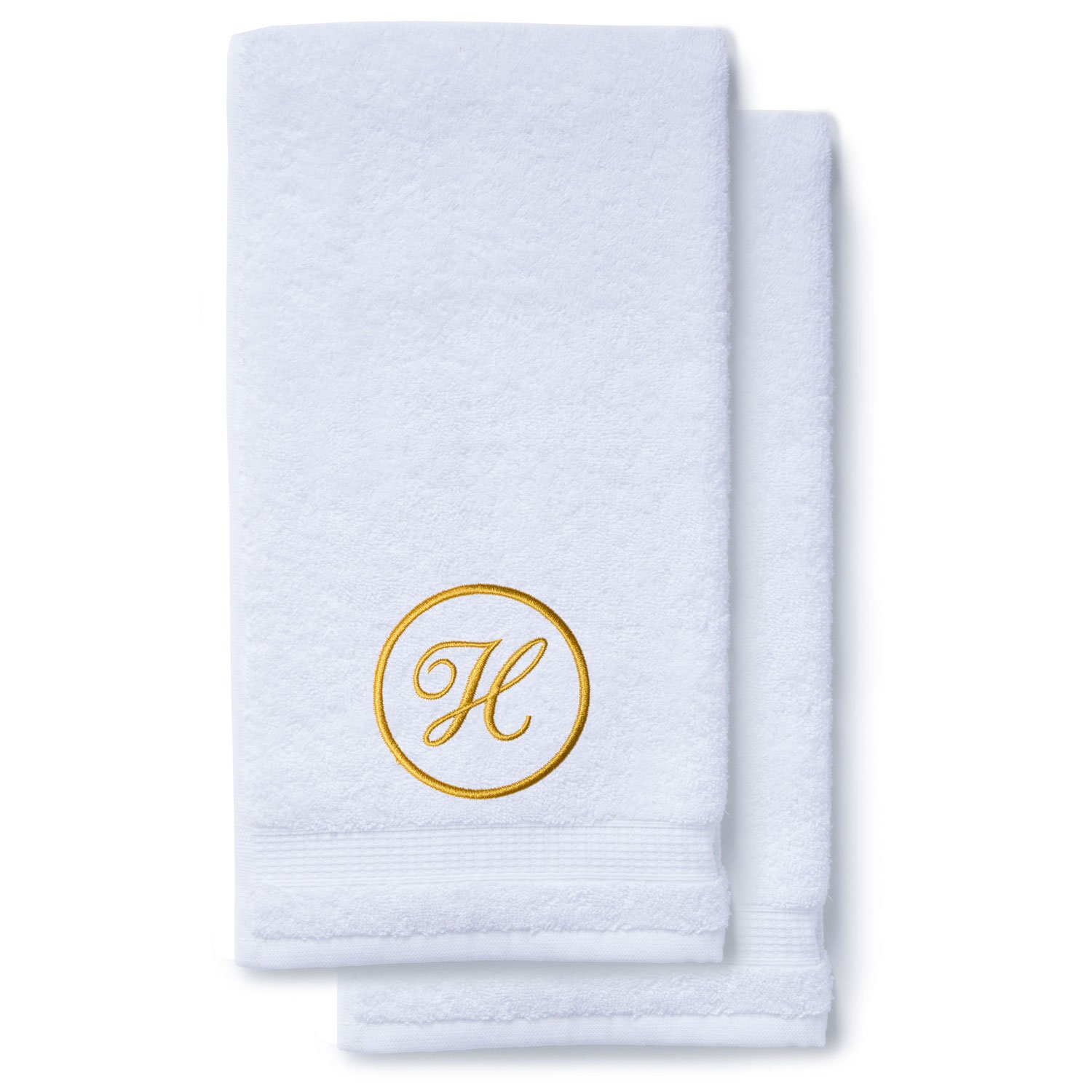 Gold Initial Premium Hand Towel Script 16 X 30 Inch, Set of 2-Robemart.com