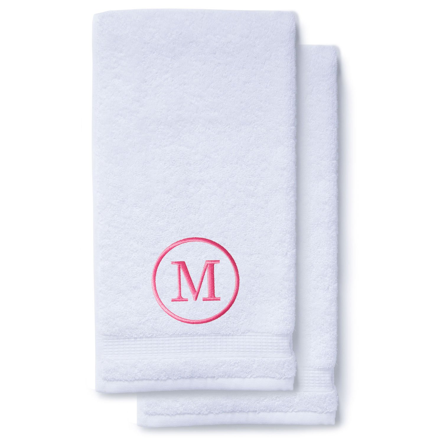 Pink Initial Premium Hand Towel Classic 16 X 30 Inch, Set of 2-Robemart.com