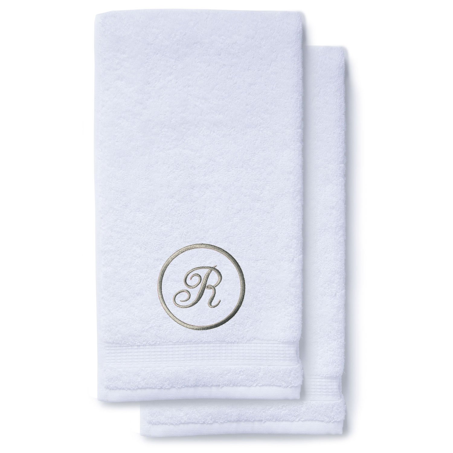Gray Initial Premium Hand Towel Script 16 X 30 Inch, Set of 2-Robemart.com