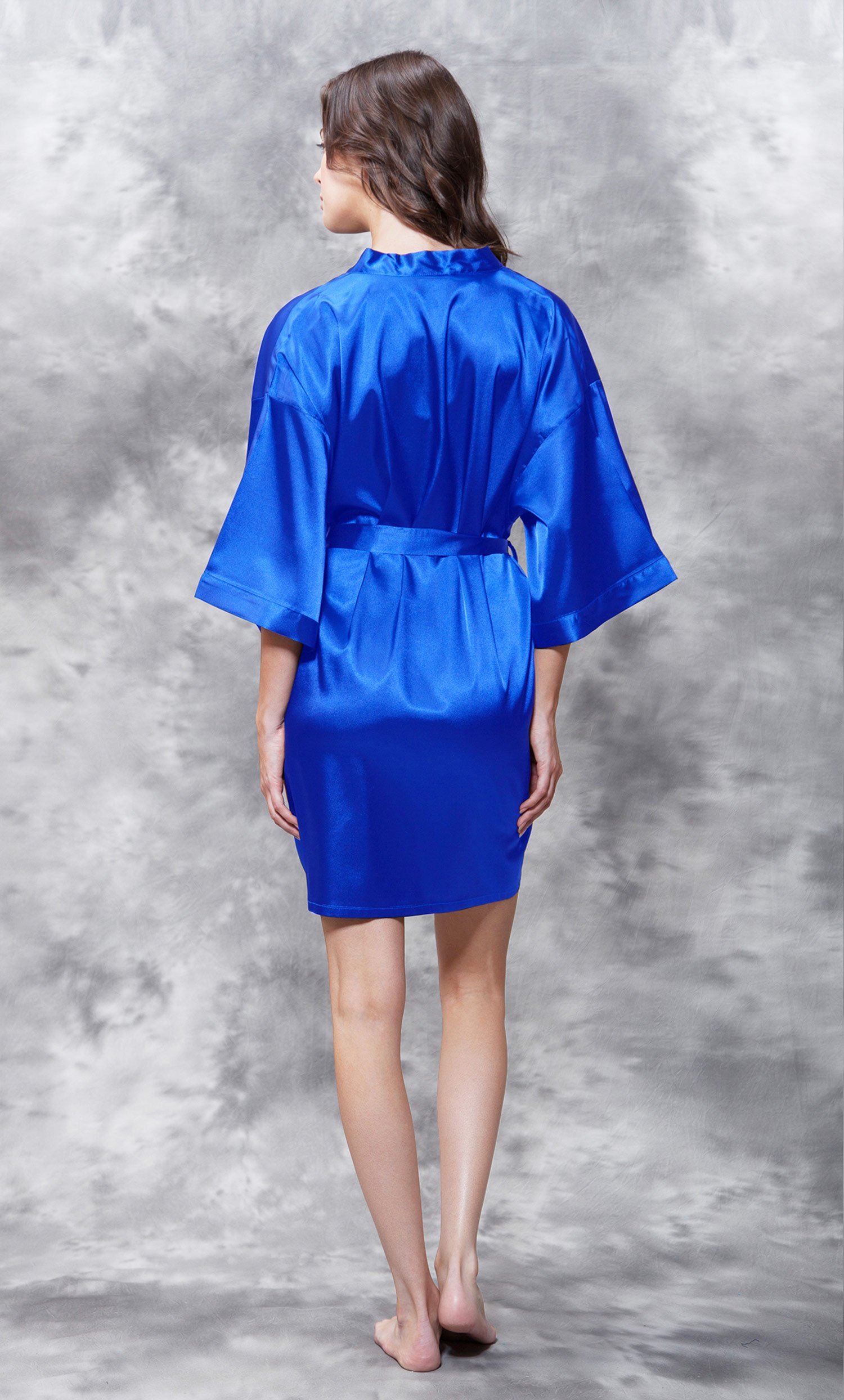 CLEARANCE Maid of Honor Clear Rhinestone Satin Kimono Short Robe- Final Sale-Robemart.com