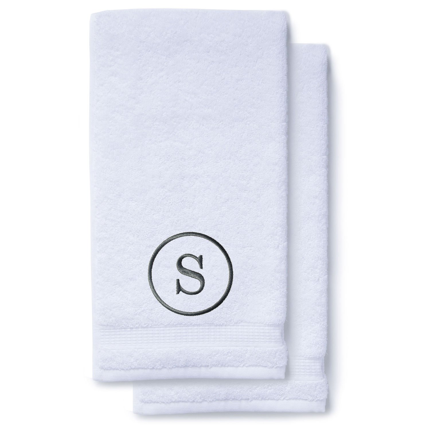 Charcoal Gray Initial Premium Hand Towel Classic 16 X 30 Inch, Set of 2-Robemart.com